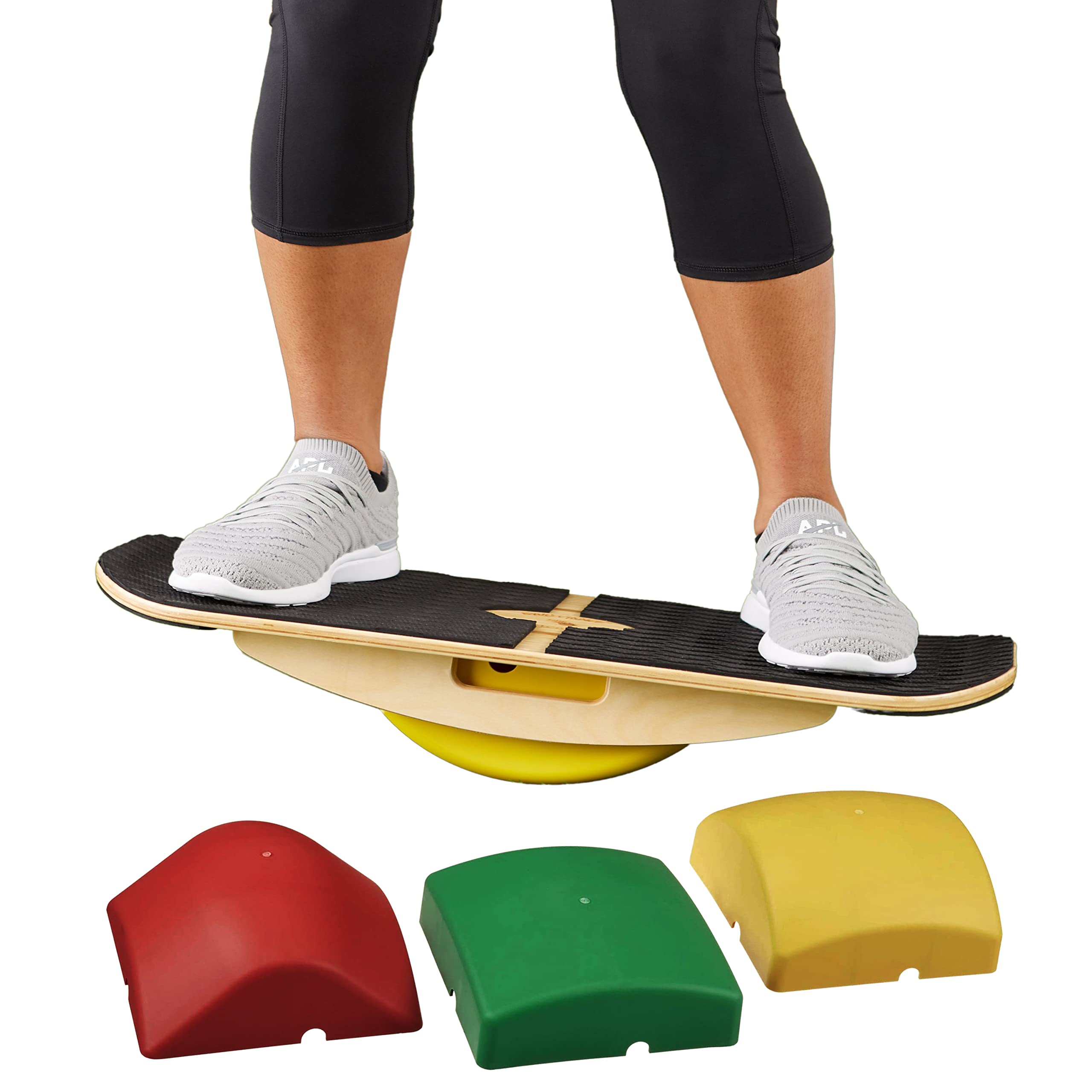 Adjustable Wooden Balance Board - Blue Planet Balance Surfer for Office, Standing Desk, Surfing, SUP, Yoga & Fitness - Improve Core Strength & Stability for Workouts & Active Lifestyle