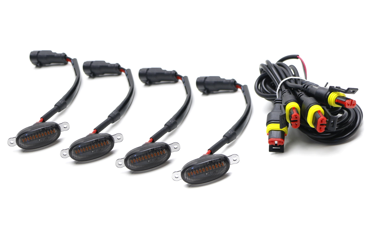 4-Piece Raptor Style Smoked Lens Amber LED Front Grille Light Kit - Universal Fit for Trucks & SUVs - Off-Road, Night Driving & Custom Styling