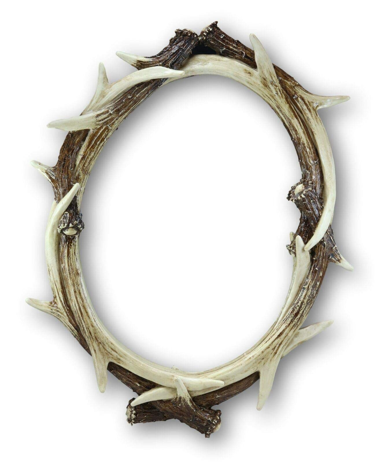 Antlers Rack Oval Wall Mirror - Farmhouse Full Length Makeup Mirror for Home, Bathroom, Bedroom, Living Room Decor - Rustic Wall Accent & Functional Room Decor