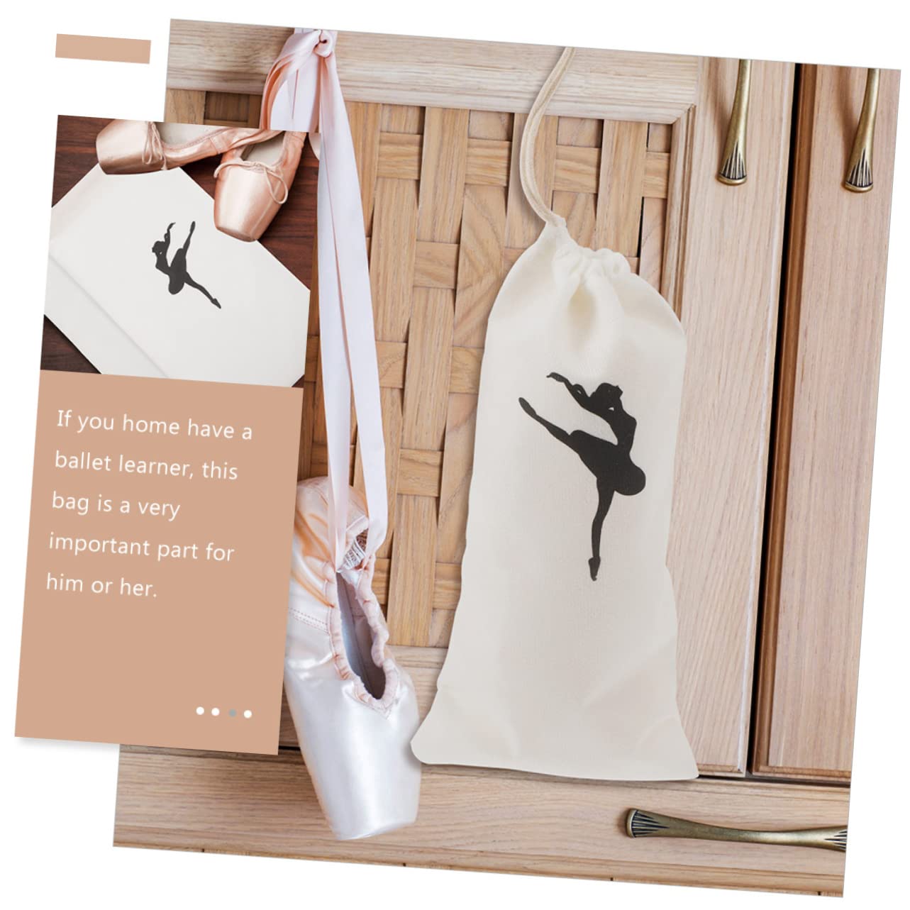 OHPHCALL Ballet Shoe Bag for Girls - Breathable Drawstring Dance Shoe Storage Organizer - Perfect for Ballet Class, Dance Practice & Travel Accessories