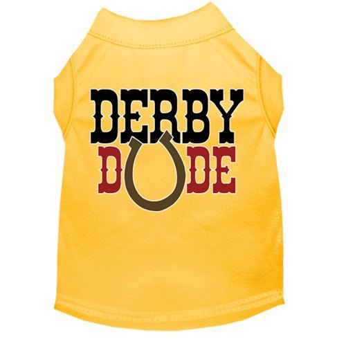 Derby Dude Screen Print Dog Shirt - Colorful Pet Apparel for Small & Medium Dogs - Perfect for Derby Parties & Pet Costume Events
