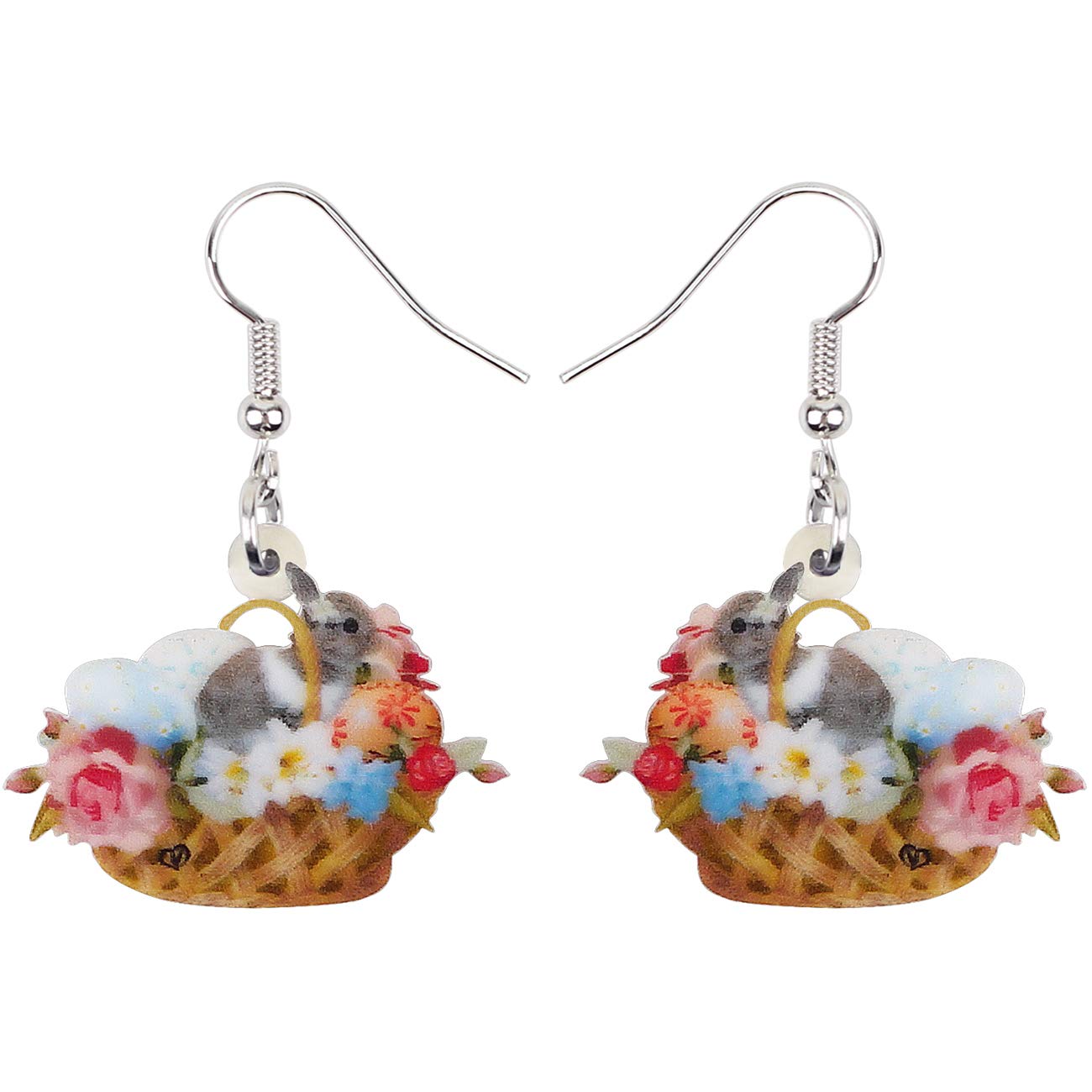 Doway Acrylic Easter Bunny Rabbit Earrings - Cute Drop Dangle Jewelry Gifts for Women & Girls - Funny Party Accessories for Easter Celebrations, Spring Festivals & Costume Parties