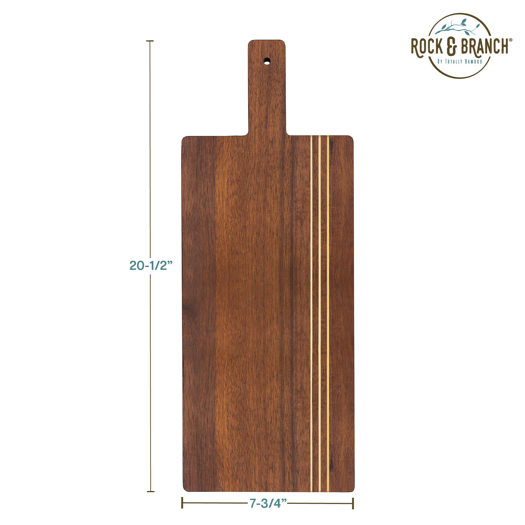 Rock & Branch® Acacia Wood Pinstripe Stand Up Paddle Board - Premium SUP for Lakes, Rivers & Ocean Paddling