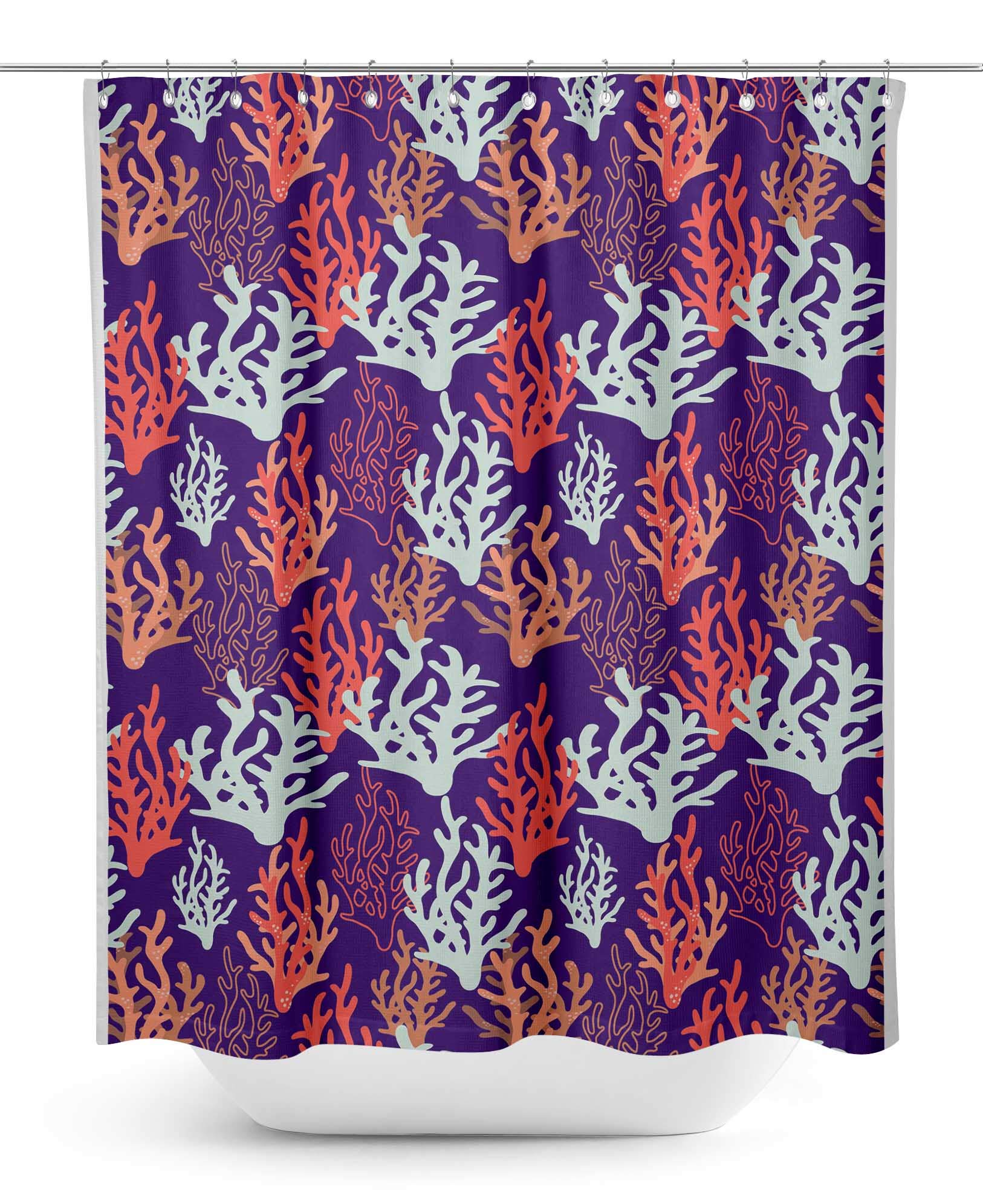 Waterproof Purple Coral Ocean Shower Curtain 60x75 Inch - Bathroom Decor for Beach & Coastal Theme - Perfect for Bath, Shower, and Spa Use