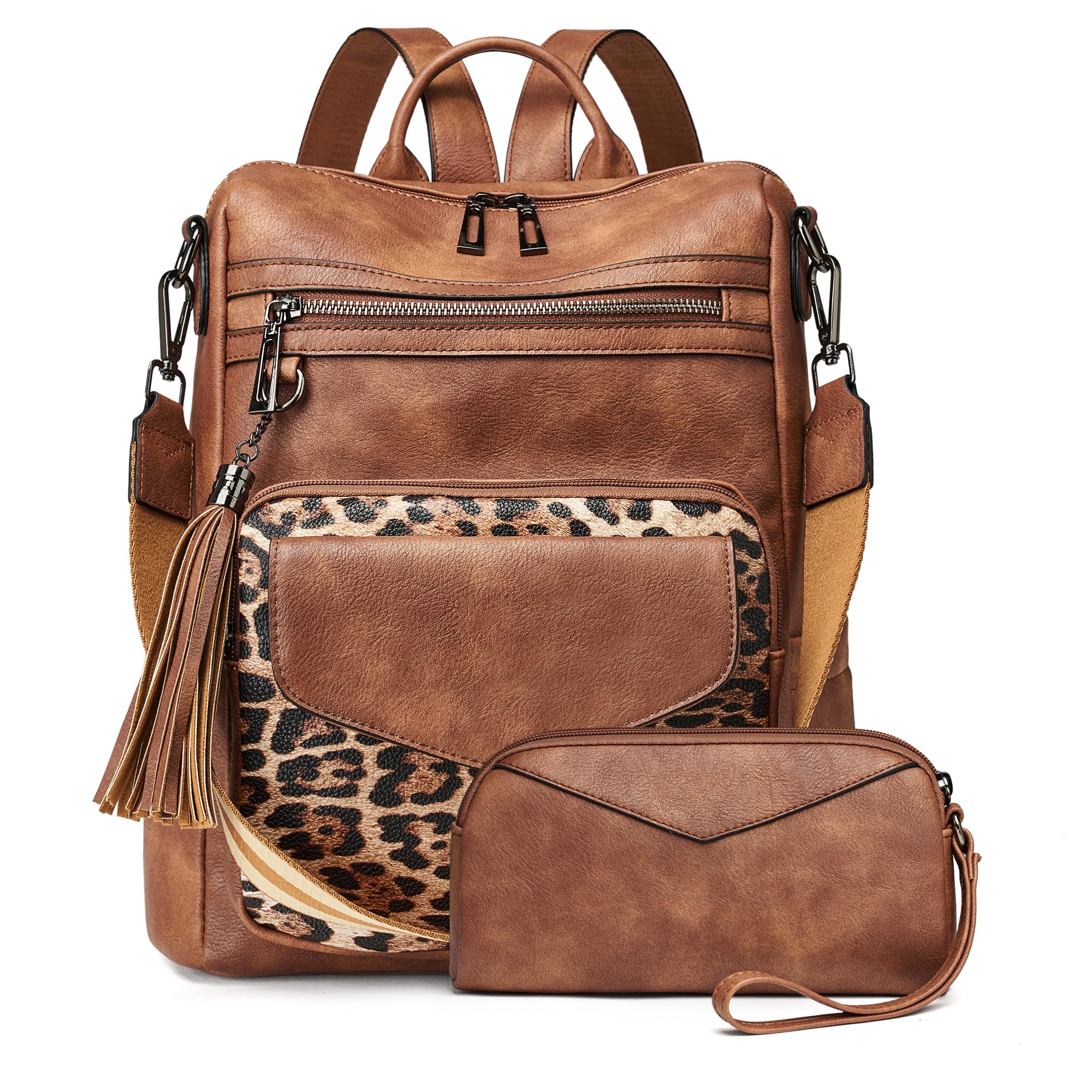 OPAGE Women's Leather Anti-Theft Travel Backpack Purse - Fashion Designer Shoulder Bag with Wristlet for Work, Commuting & Travel Accessories