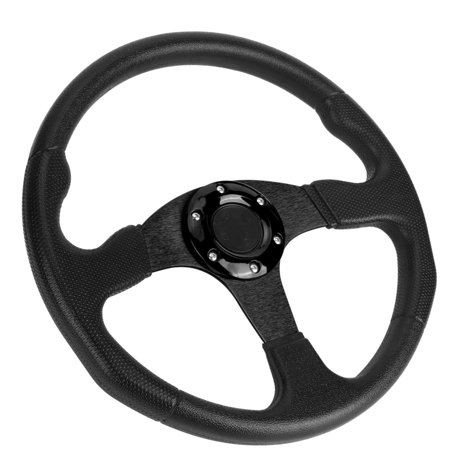Universal 350mm/14in Deep Dish Racing Steering Wheel - 6 Bolt Sport Design for Car Modification & Retrofitting (Black) | Perfect for Drifting, Track Racing & Performance Upgrades