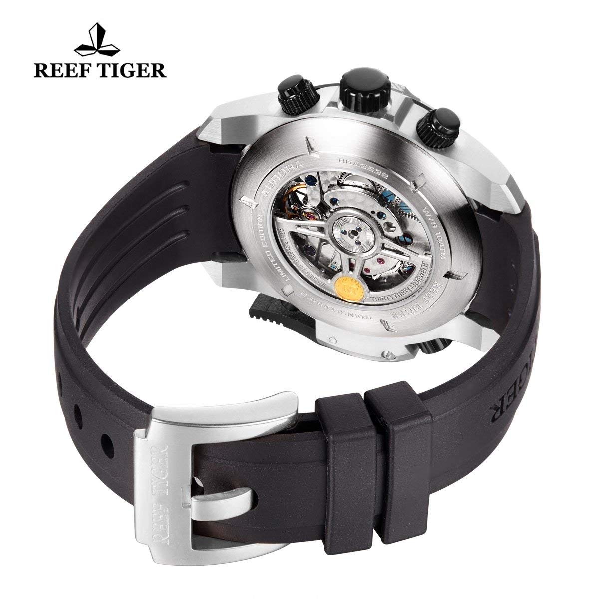 REEF TIGER Men's Military Sport Watch - Stainless Steel Case with Durable Rubber Strap, Waterproof Analog Quartz Watch RGA3532 - Perfect for Outdoor Adventures, Hiking & Daily Wear