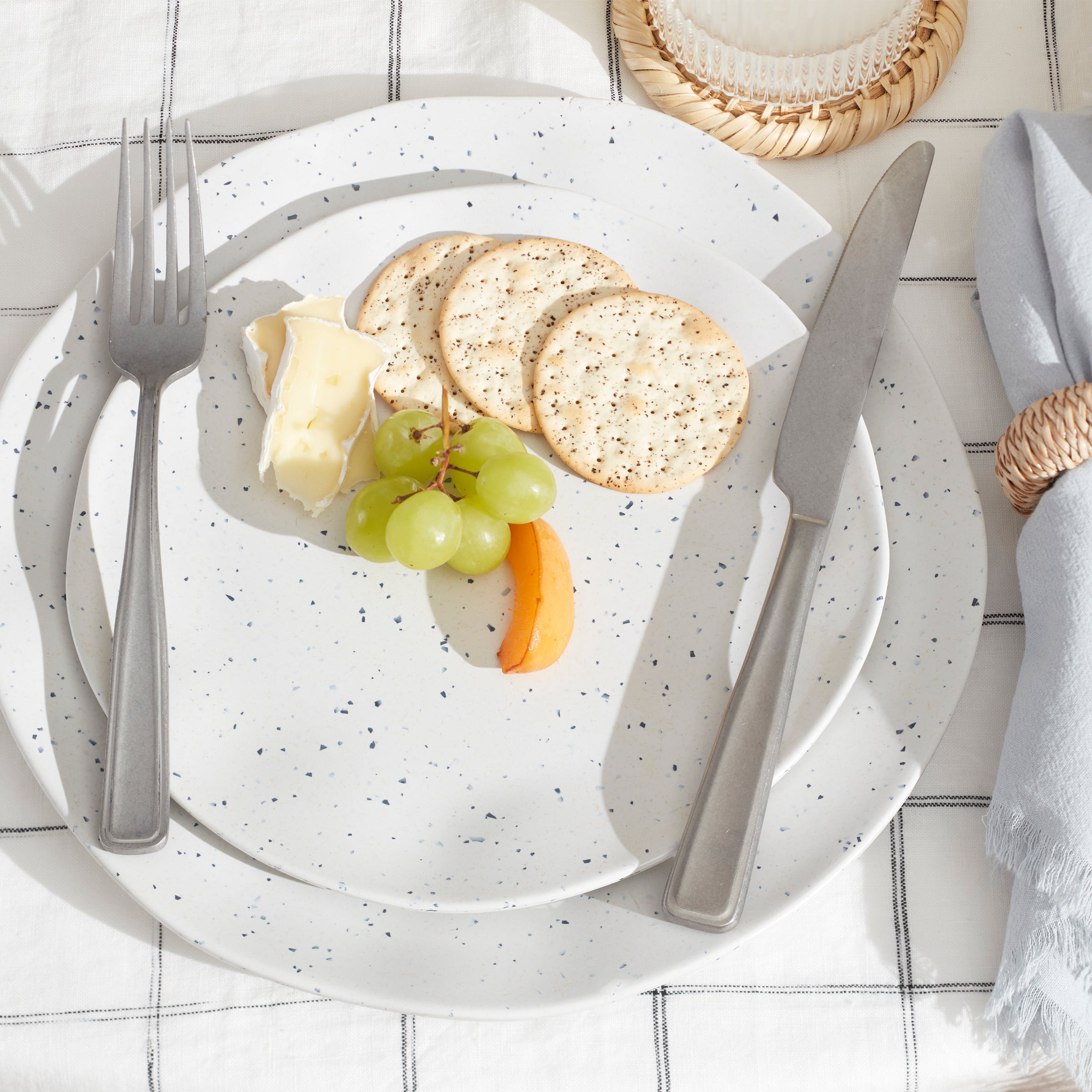 Stylish Terrazzo Melamine 12-Piece Dinnerware Set - Durable & Lightweight for Outdoor Dining, Picnics, and Everyday Use