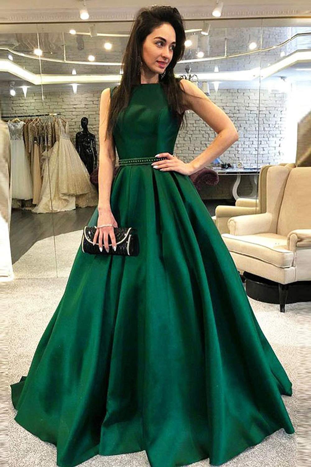 Honeydress Women's Elegant Long Backless A-Line Prom Dress with Sweep Train - Black Formal Evening Gown for Homecoming, Wedding Guest, and Special Occasions