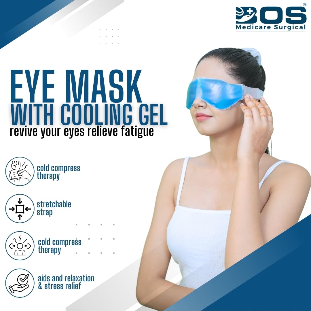 Bos Medicare Surgical Cool Gel Eye Mask - Ice Cooling Sleeping Mask for Dark Circles & Fatigue Relief - Reusable Eye Patches for Puffy Eyes & Eye Care - Perfect for Travel, Work & Relaxation