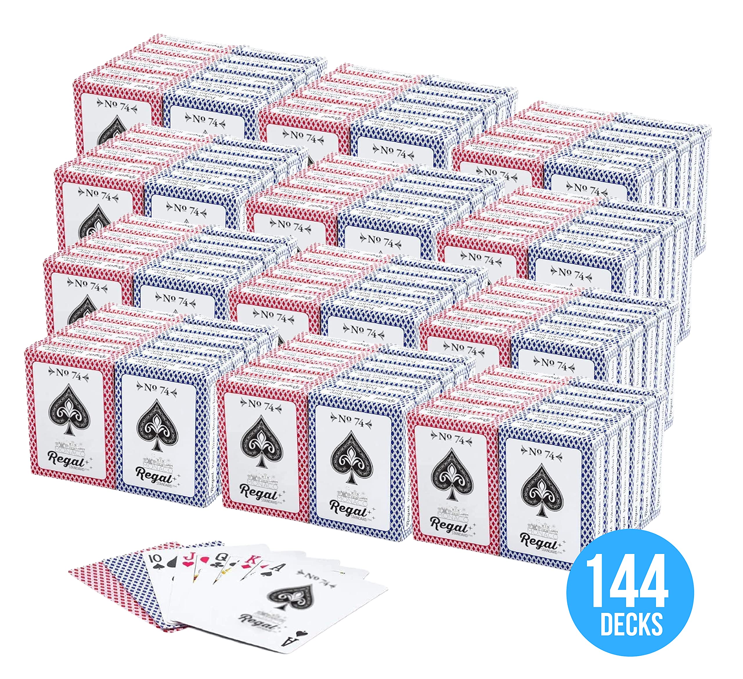 Regal Games - 144 Pack Bulk Playing Cards Set for Adults & Professionals - Standard Decks with Large Print - Perfect for Blackjack, Euchre, Canasta & Poker - Ideal for Game Nights, Travel & Casino Parties (144 Decks)