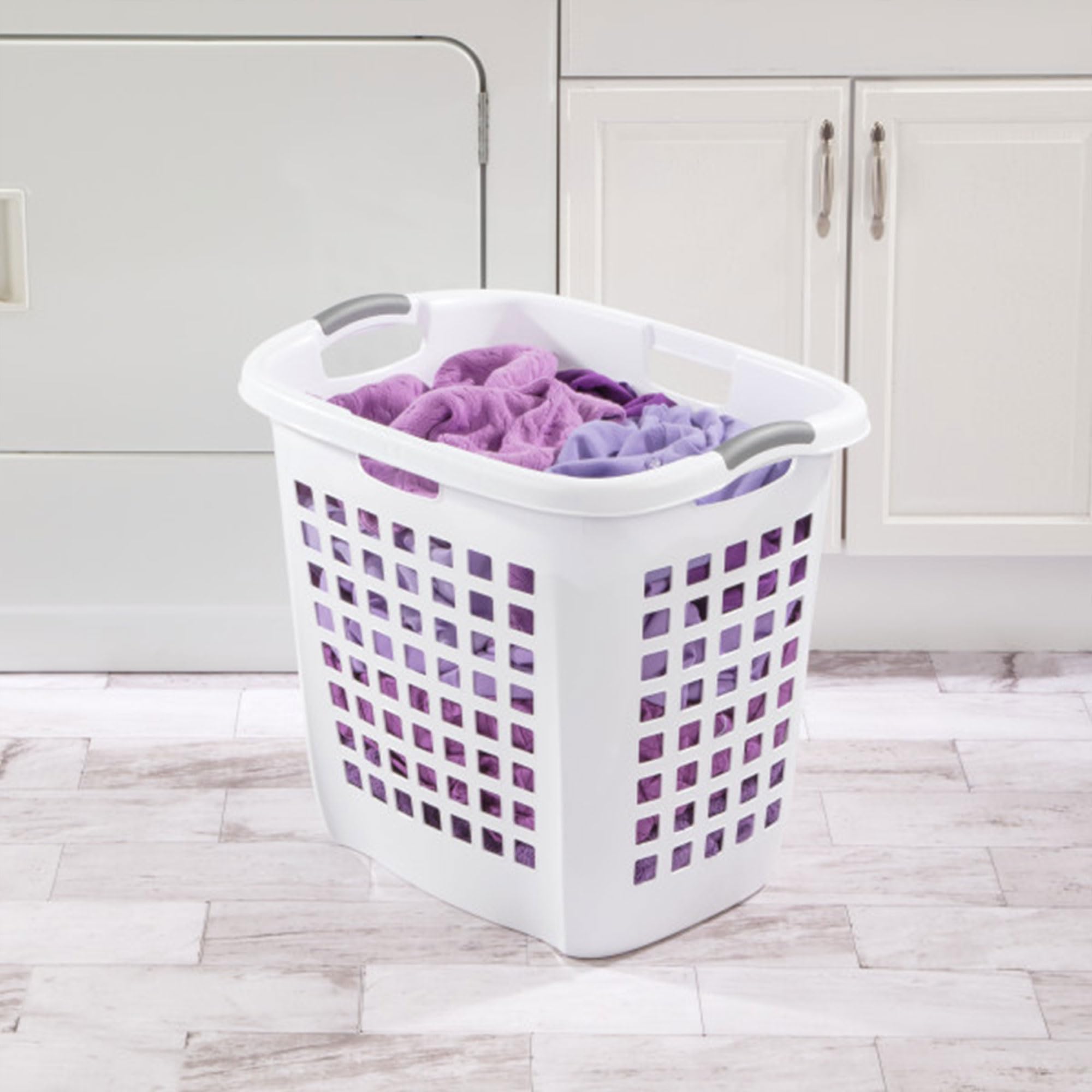 Sterilite Ultra Easy Carry Laundry Hamper with Comfort Handles - White Plastic Clothes Basket for Bedroom & Laundry Room - 12-Pack - Perfect for College Dorms, Apartments and Home Organization