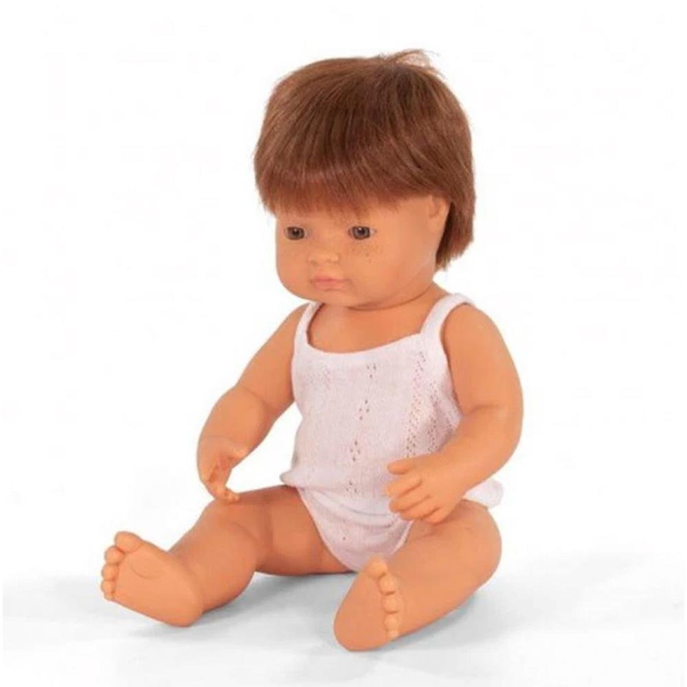 Miniland Anatomically Correct Caucasian Boy Doll - Realistic Redhead Toy for Kids, Educational Play & Role-Playing Scenarios
