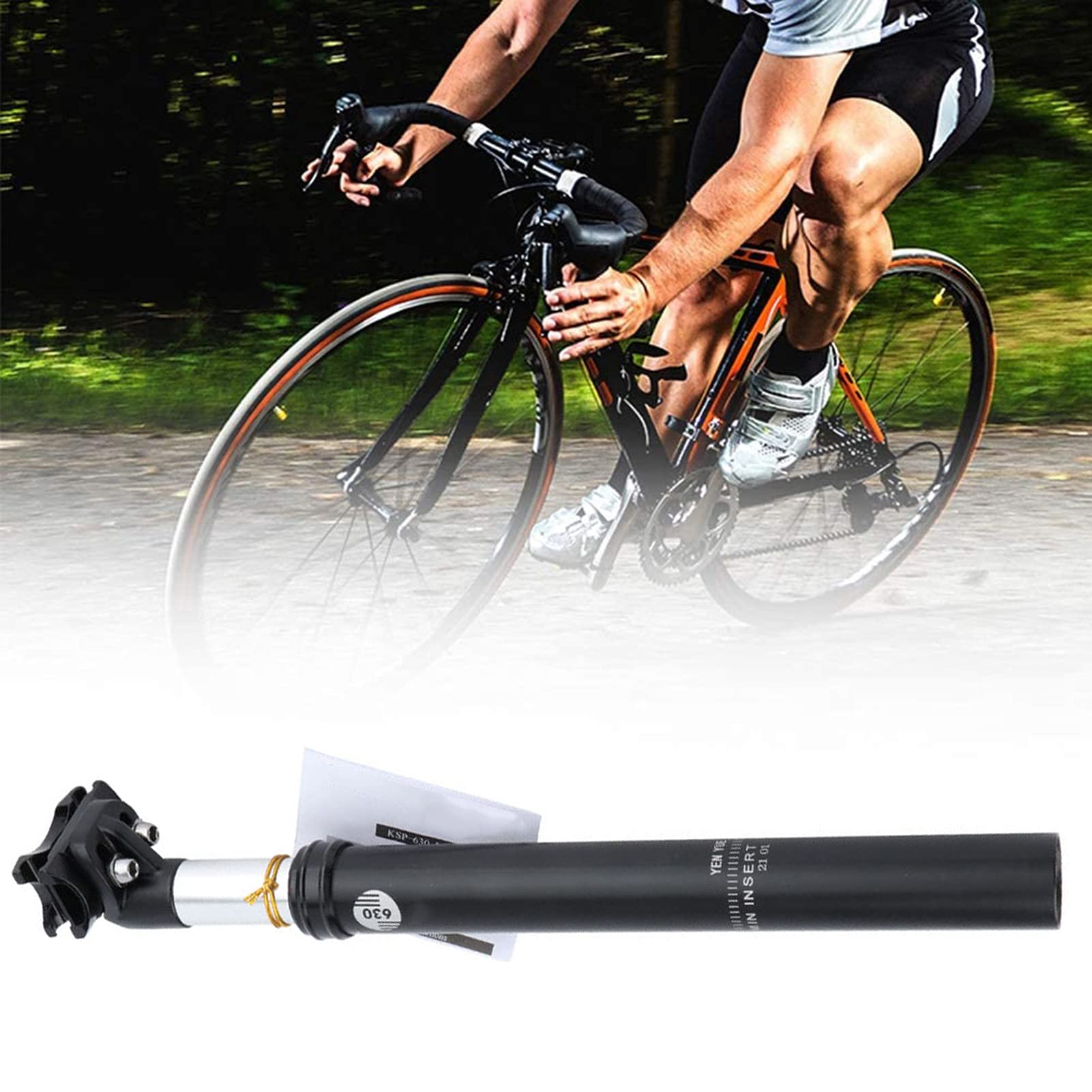 OUUUKL Adjustable Aluminum Bike Seatpost - 31.6mm/27.2mm x 350mm Suspension Seat Post with Adjustable Clamp for Mountain, Road & Fixed Gear Bikes (Black/Red) - Perfect for Commuting, Trail Riding & Urban Cycling