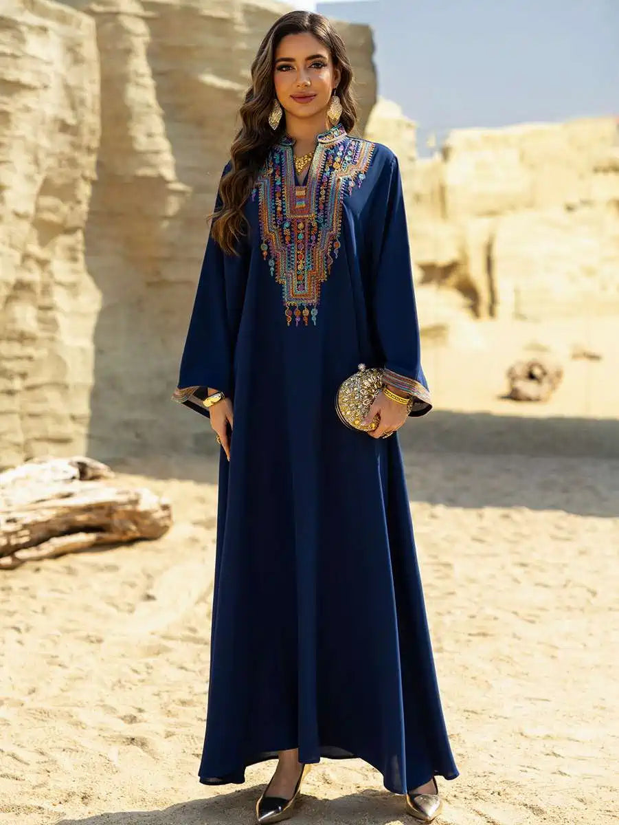 Elegant Eid Dress with Rope Embroidery - Flowy Caftan Kaftan for Women #25459 | Perfect for Eid Celebrations, Weddings & Special Occasions