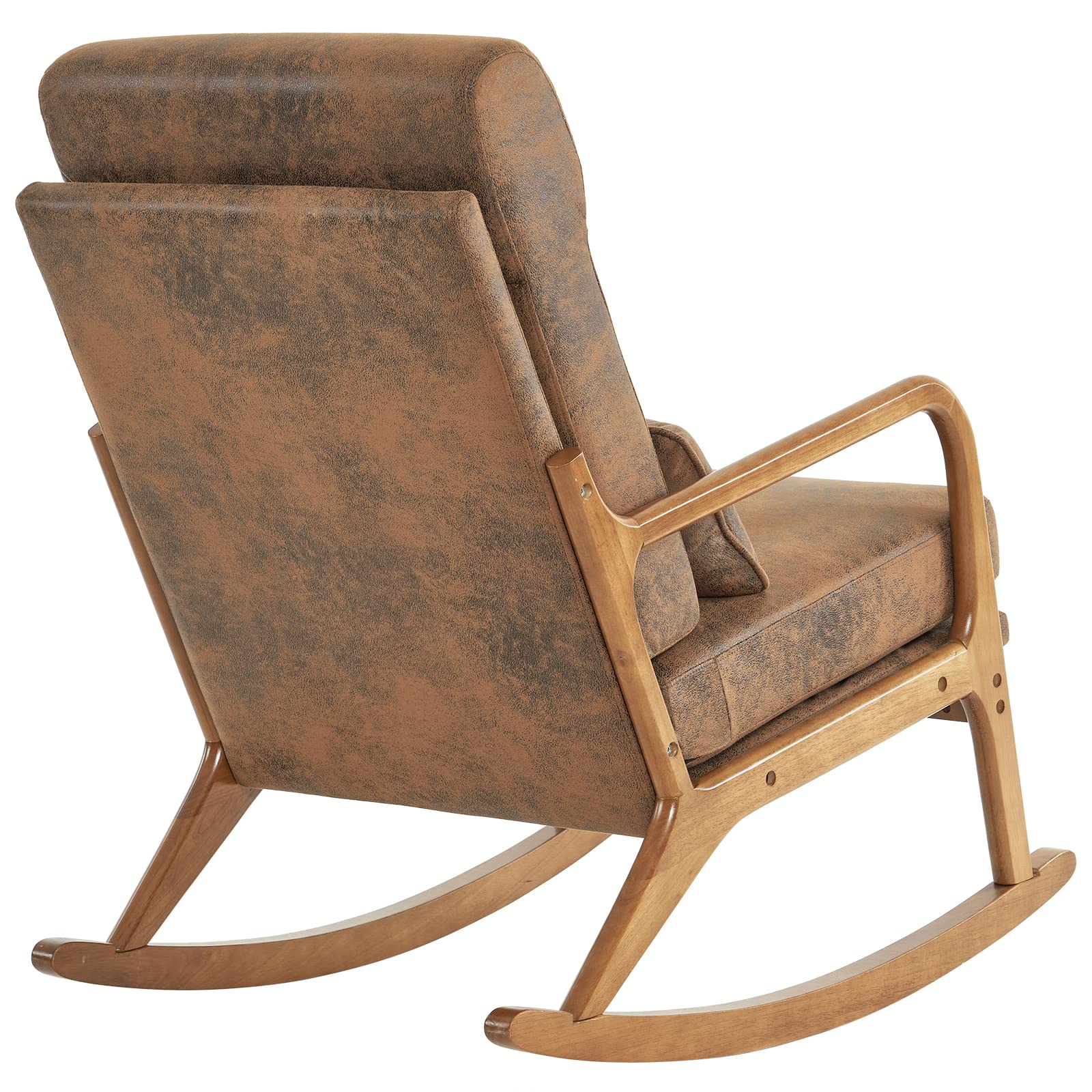 SEALAMB Rocking Chair with Lumbar Support - Nursery Glider Rocker for Moms & Seniors, High Back Comfort Armchair for Living Room, Bedroom - Perfect for Nursing, Reading & Relaxation