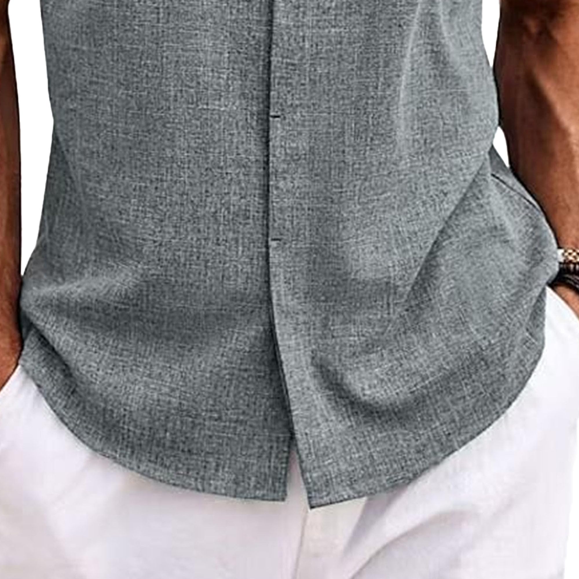 QOAAIE 3 Pack Men's Short Sleeve Linen Shirts - Breathable Casual Button Down Collar Shirts for Summer, Beach & Hawaiian Vacation | Lightweight Comfort for Outdoor Activities, Travel & Tropical Getaways
