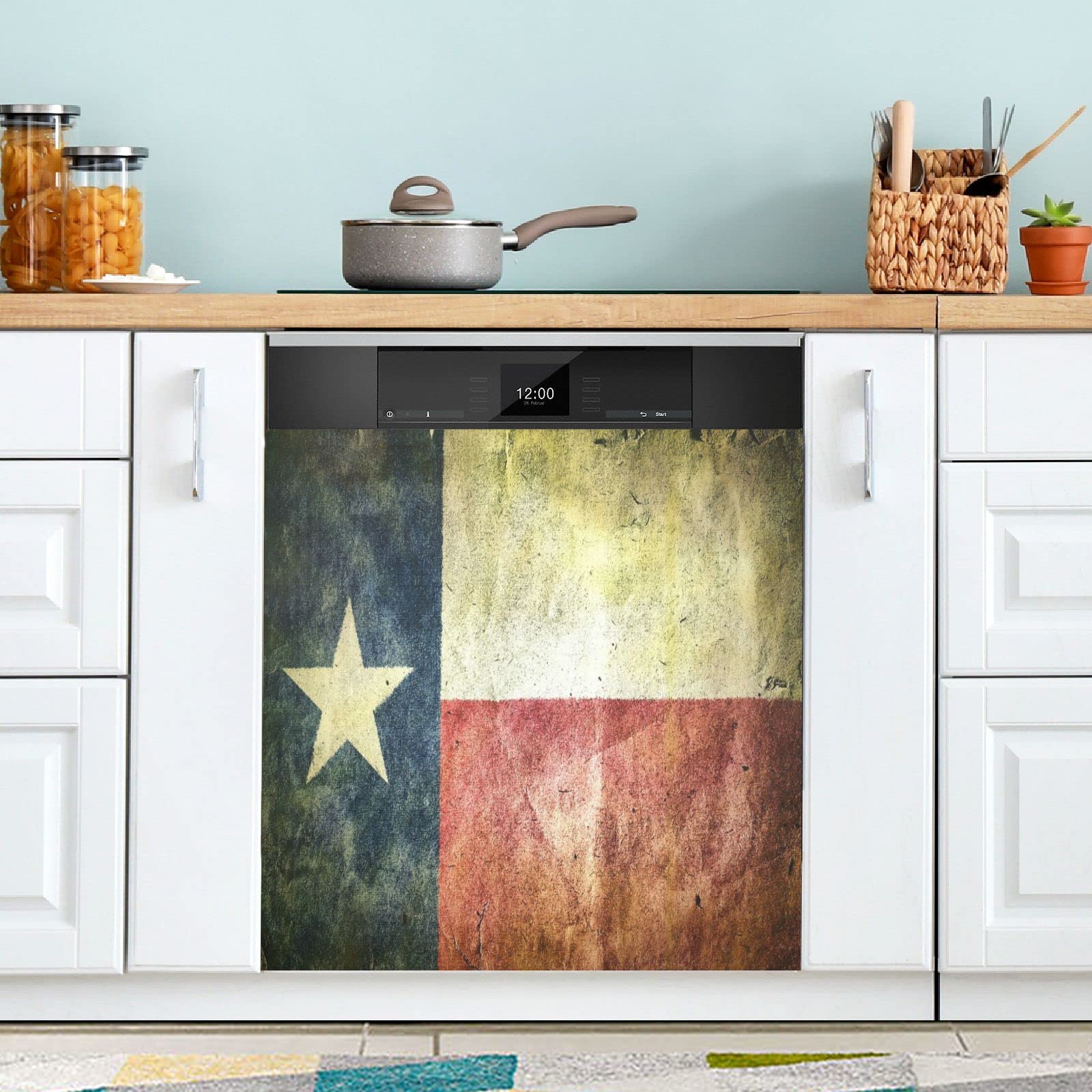 Texas State Flag Dishwasher Magnet - Vintage Style Magnetic Sticker for Dishwasher Door, Fridge & Washing Machine - Rustic Kitchen Cabinet Decor for Texas Pride & Home Decoration (Perfect for Game Days, Kitchen Remodels & Patriotic Displays)