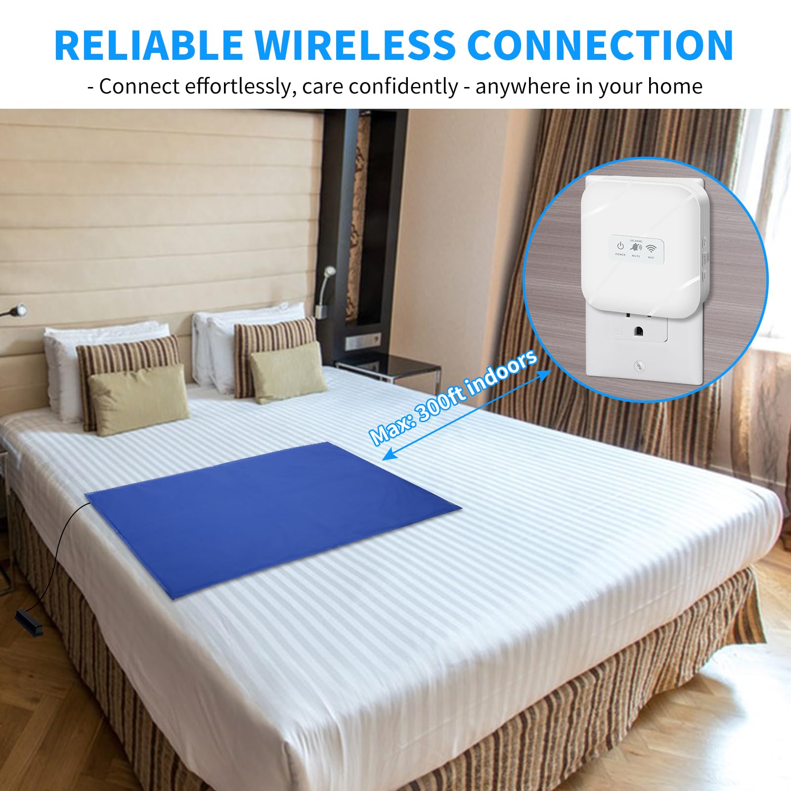 Briidea Elderly Fall Prevention System - Wireless Bed Alarm with 20