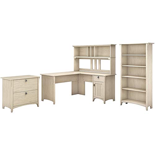 Scranton & Co White L-Shaped Desk with Hutch & Storage - Modern Home Office Furniture for Small Spaces, Gaming & Workstation Setup