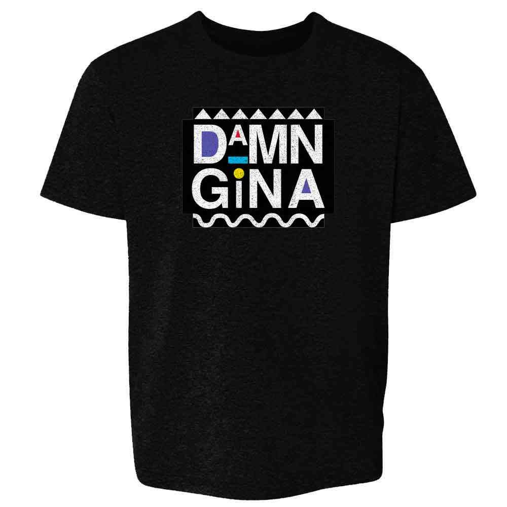 Vintage 90s Funny 'Damn Gina' Retro T-Shirt for Youth & Kids - Boys & Girls Unisex Tee - Perfect for Casual Wear, School, and 90s Themed Parties