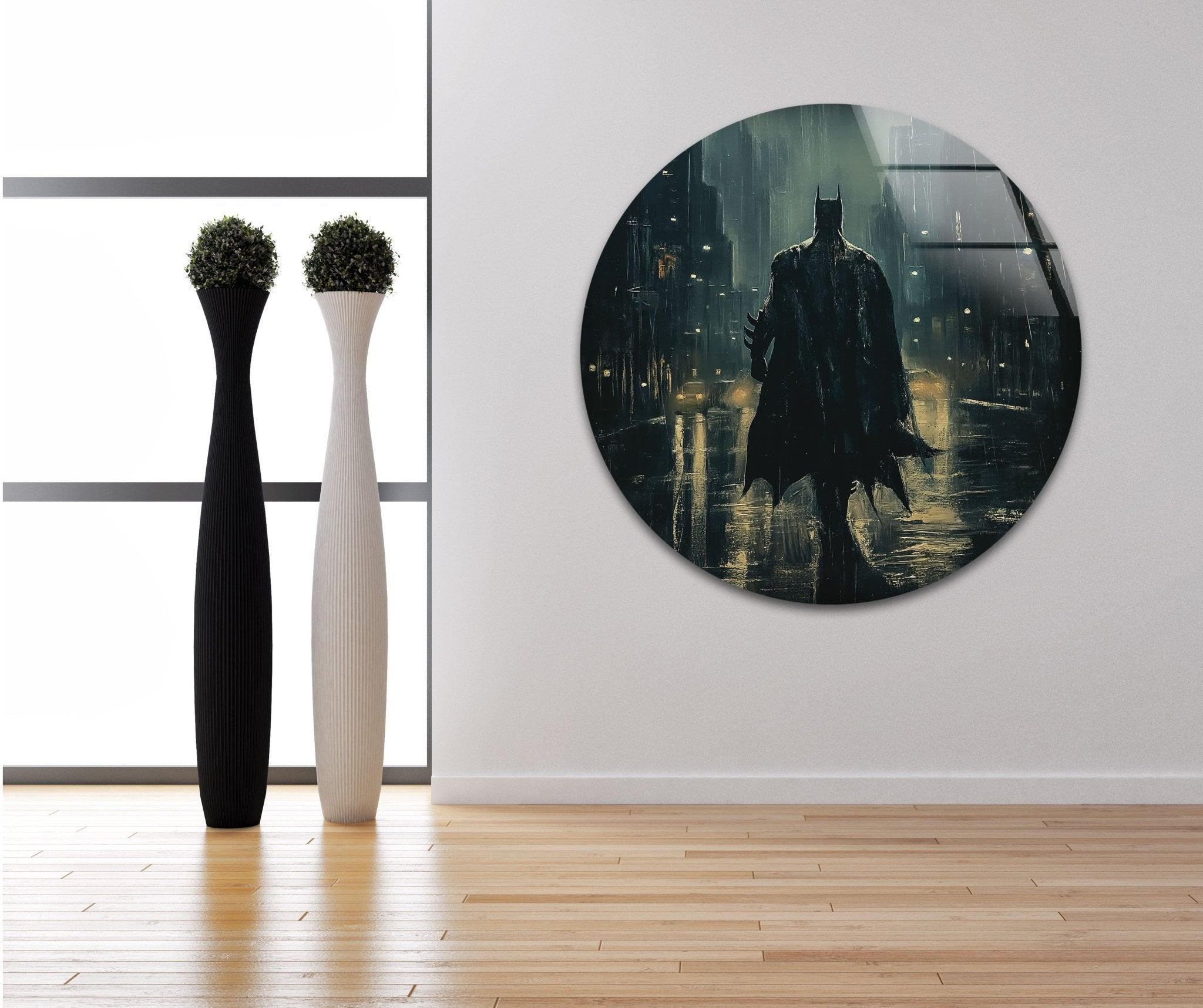 Batman Black Knight Stained Glass Wall Art - Gothic Superhero Decor for Home, Office & Man Cave
