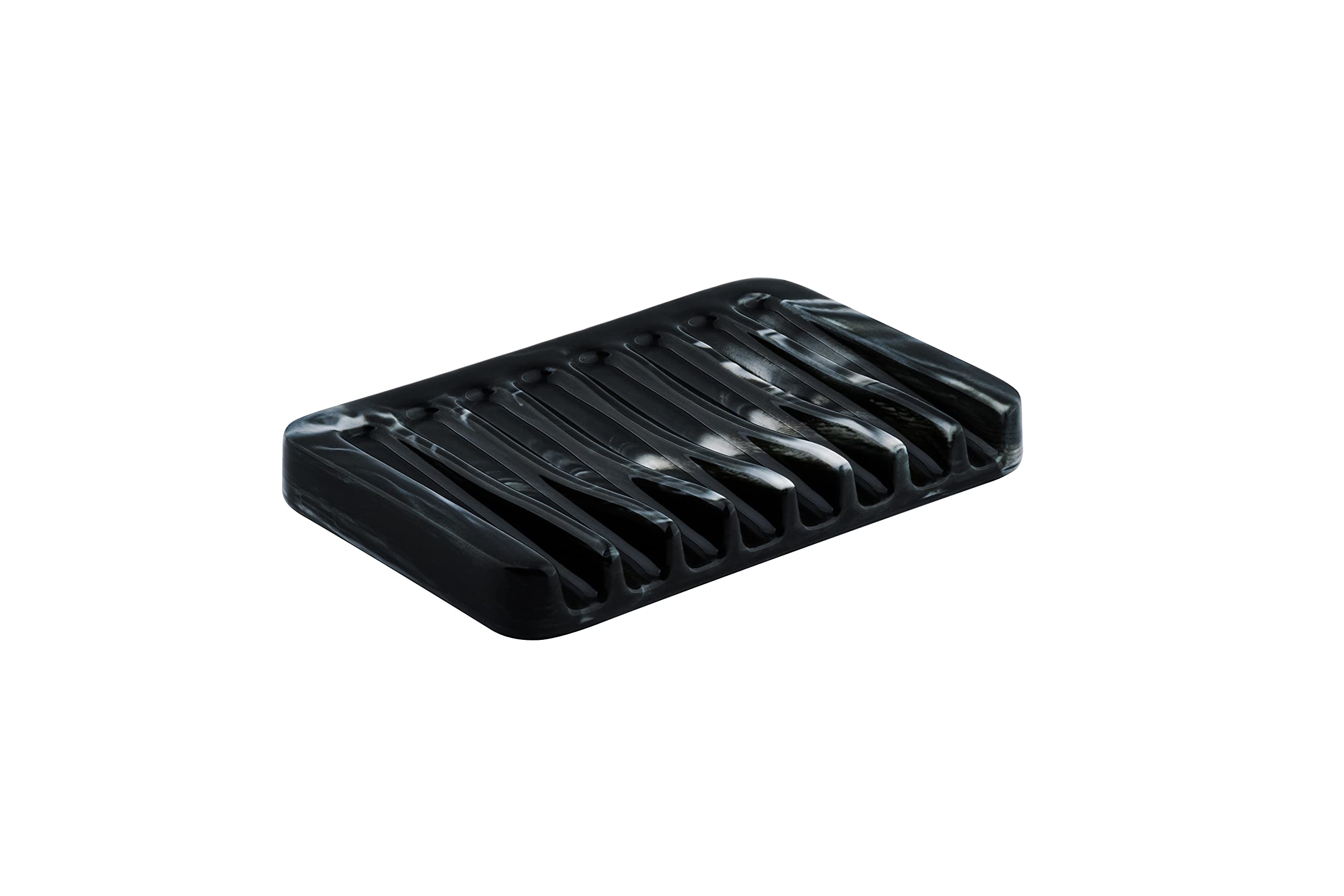 Ceramic Soap Dish with Self Draining - Marble Decor Black Soap Holder for Bathroom, Kitchen & Shower - Perfect for Bar Soap Storage and Keeping Sinks Clean