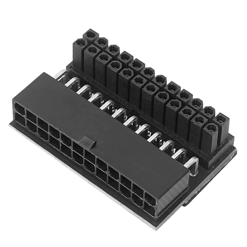 24 Pin ATX 90 Degree Power Supply Adapter - Right Angle Connector for PC Cable Management (Black) - Perfect for Tight Spaces in Gaming PCs, Workstations & Server Builds