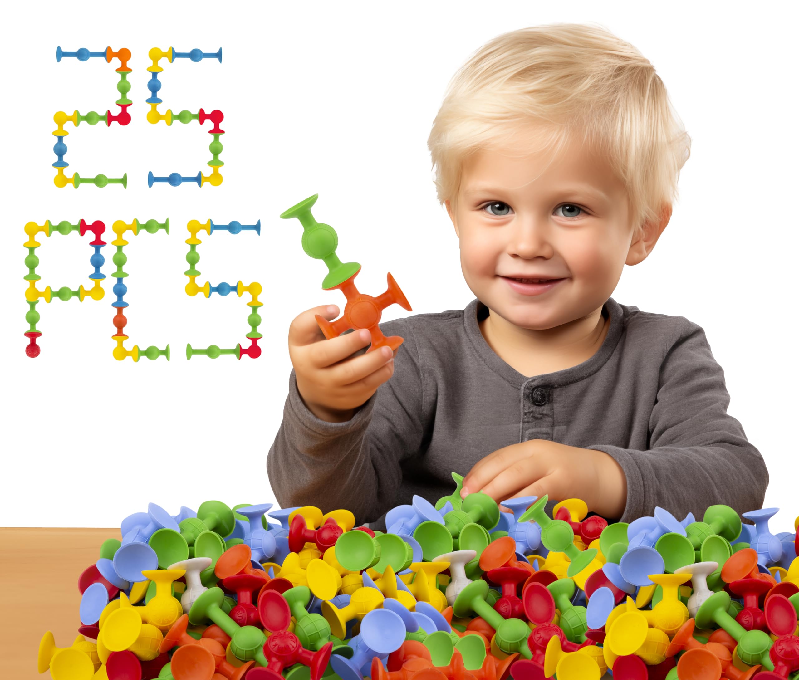 25 PCS Suction Cup Building Toys for Kids Ages 3+ | STEM Sensory Learning Toys for Toddlers | Bath & Window Play, Early Education Development Activities