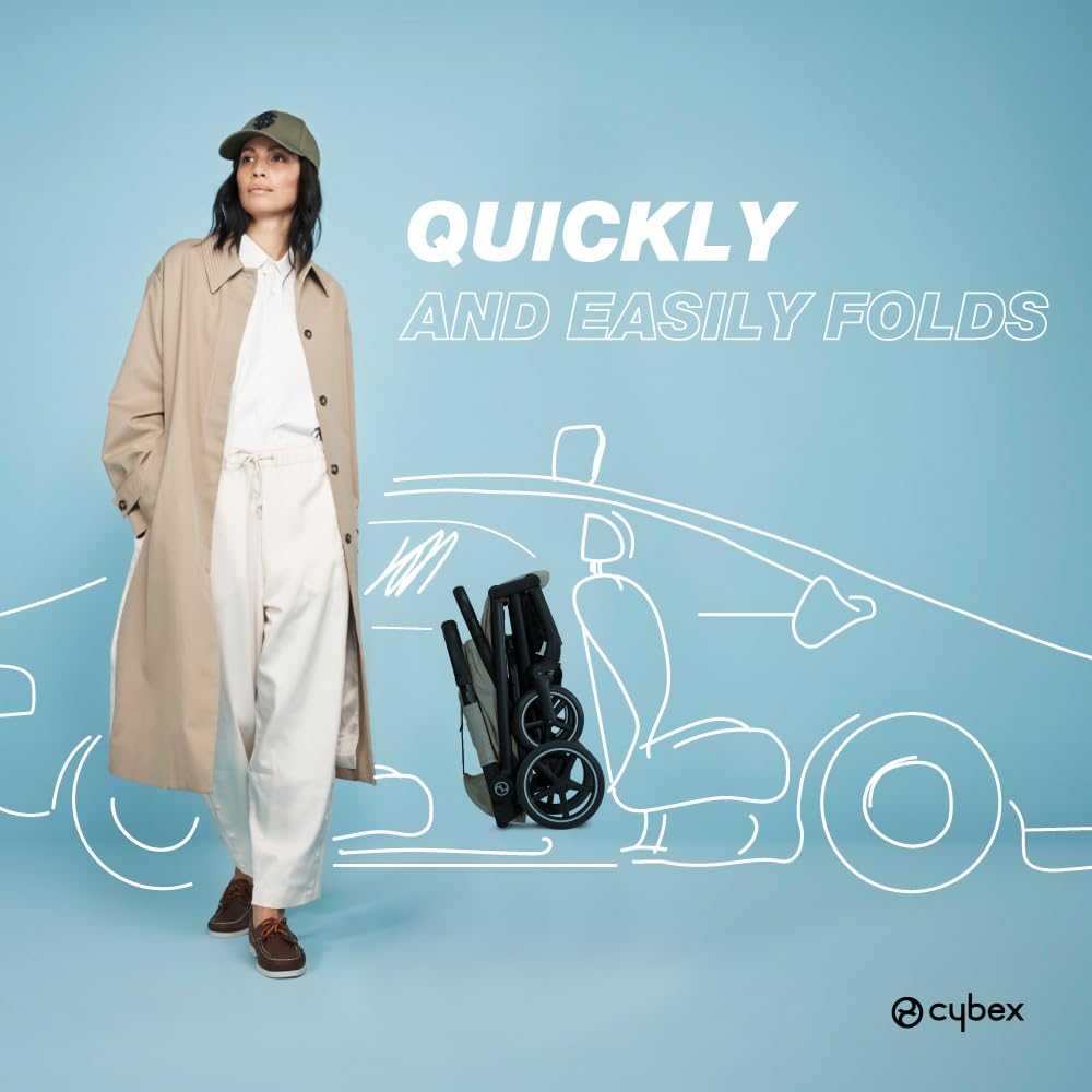 CYBEX Beezy 2 Compact Lightweight Travel Stroller for Baby - Almond Beige | Compatible with CYBEX Car Seats | Perfect for Air Travel, Shopping & City Walks