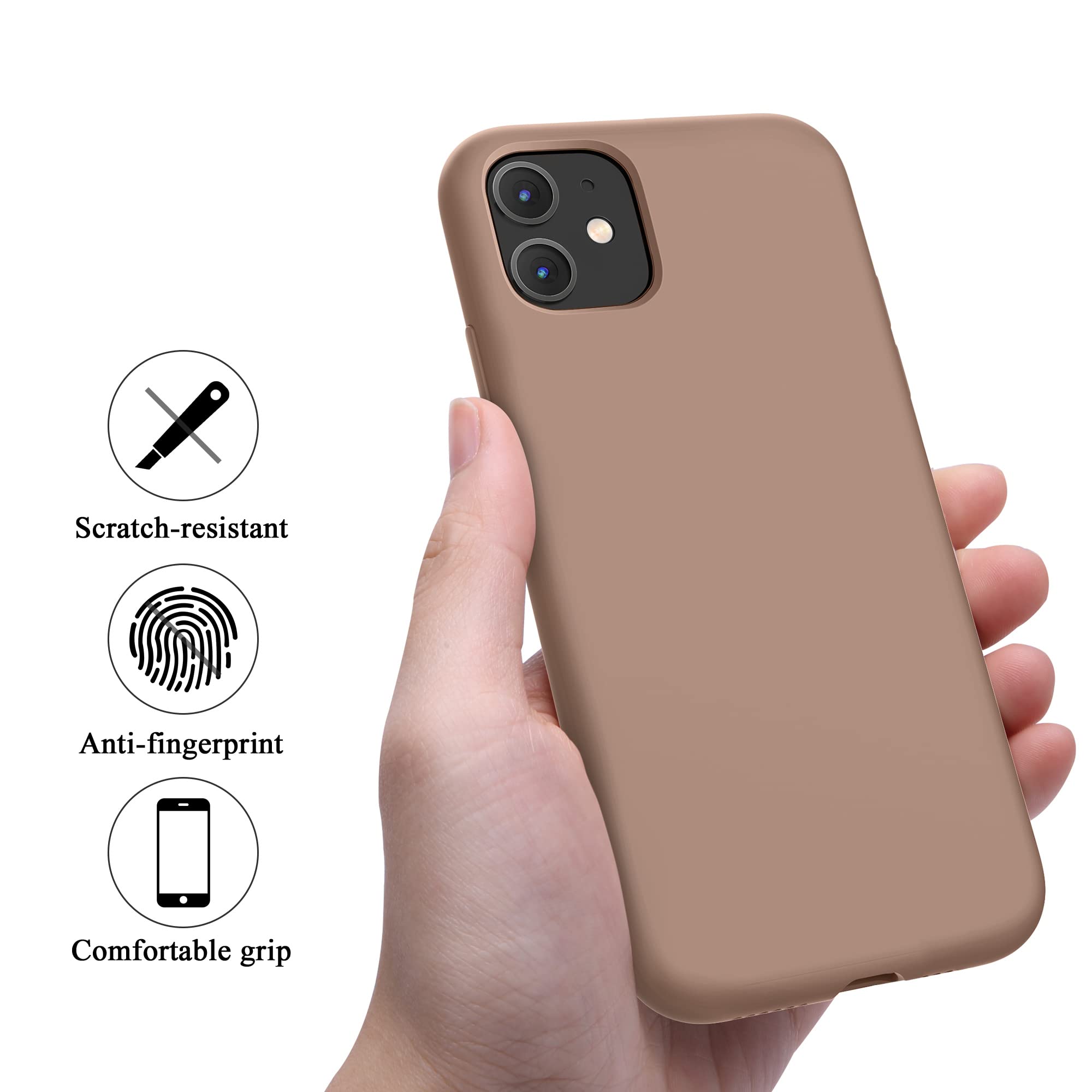 OTOFLY Ultra Slim Liquid Silicone Case for iPhone 11 - Shockproof & Anti-Scratch Full Body Protection Cover (Light Brown) | Perfect for Daily Use, Travel & Outdoor Activities