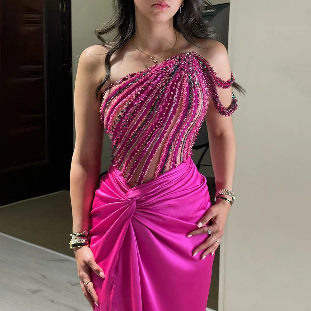 Luxury Fuchsia Evening Gown for Women - Designer Dubai Special Occasion Dress LA72669 | Perfect for Weddings, Galas & Formal Events