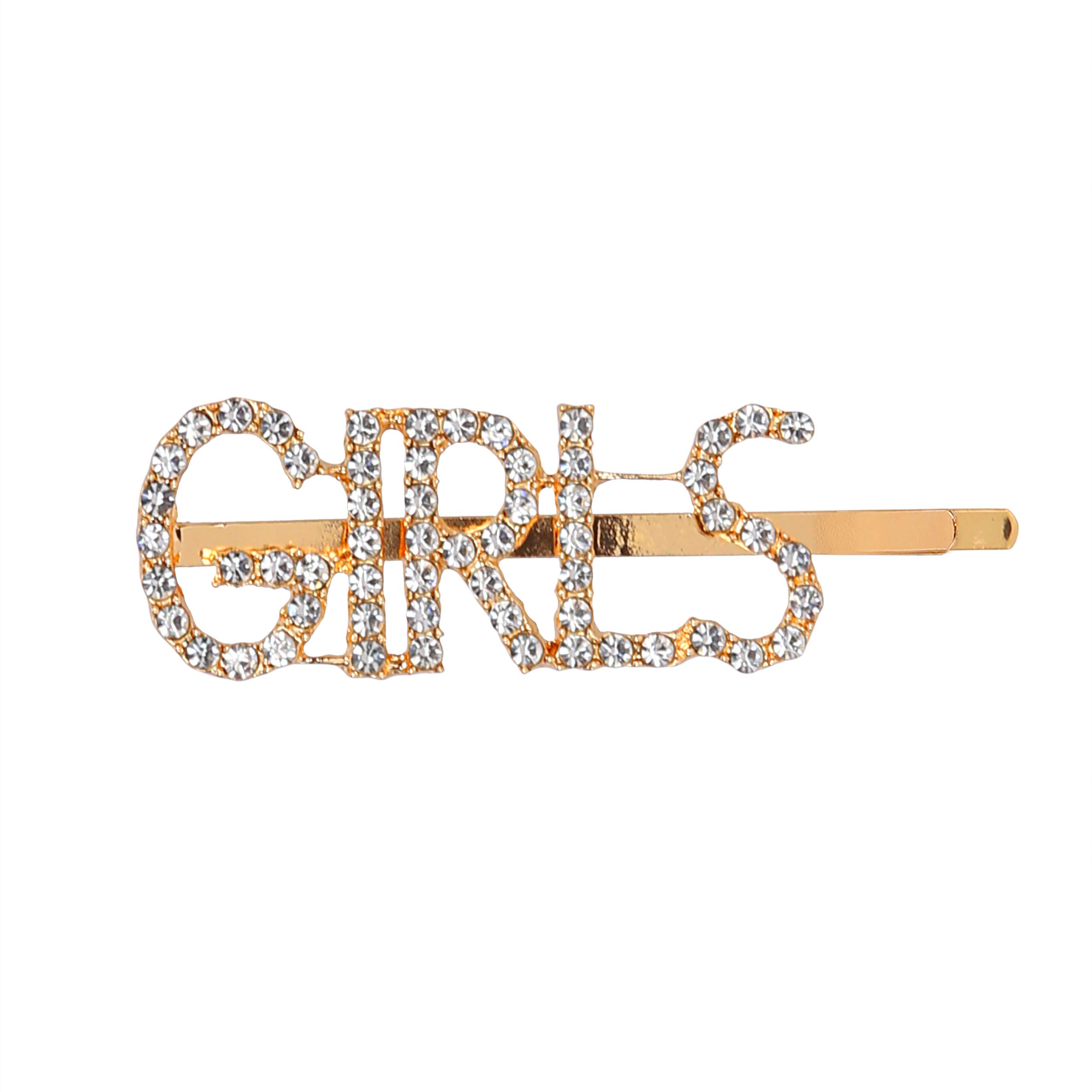 YouBella Golden Crystal Hair Pins & Clips Set of 3 - Elegant Hair Accessories for Women & Girls - Perfect for Weddings, Parties & Everyday Wear
