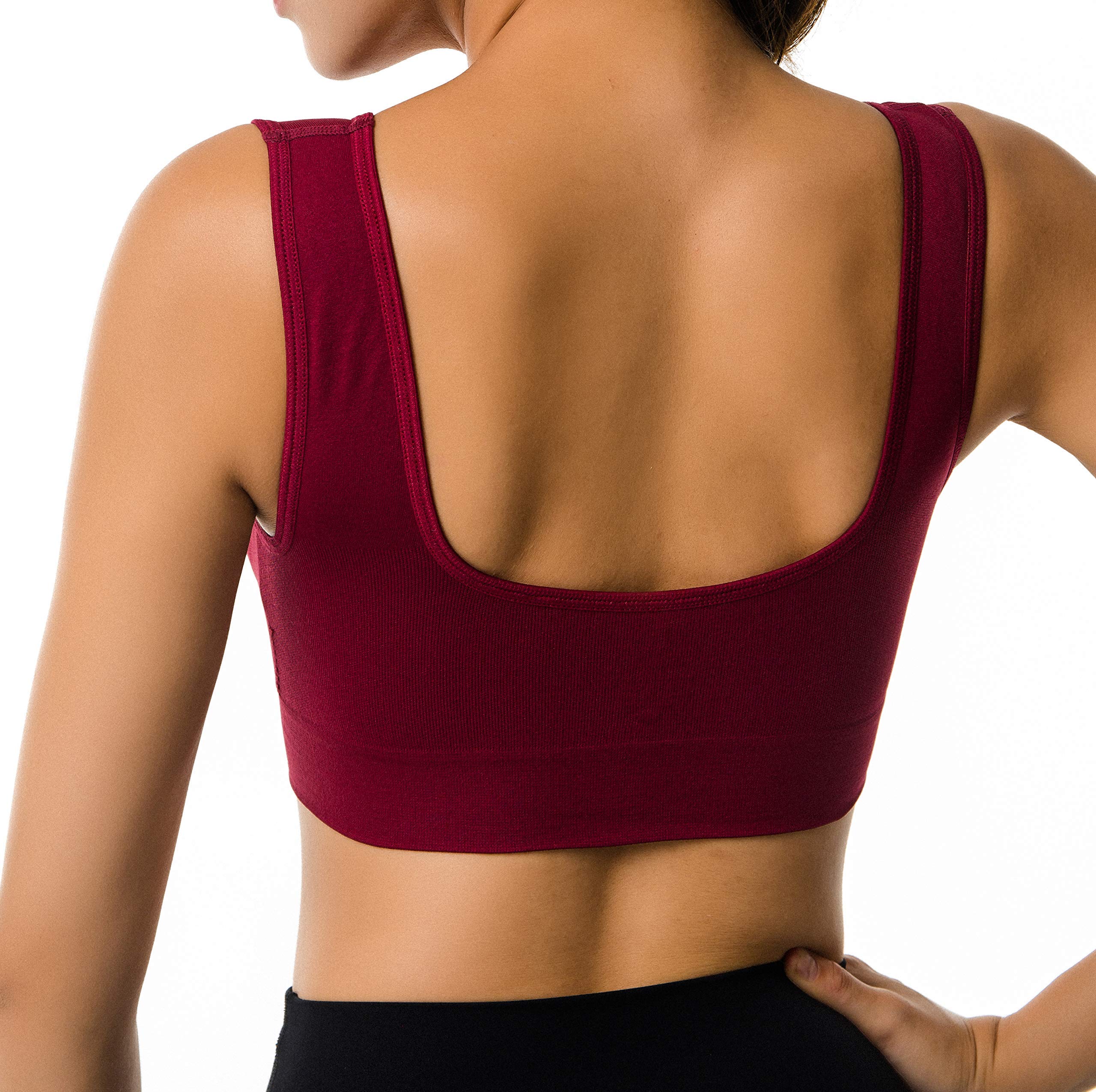 Seamless Yoga Bras for Women - Low Impact Sports Bra with Removable Pads for Workout & Running