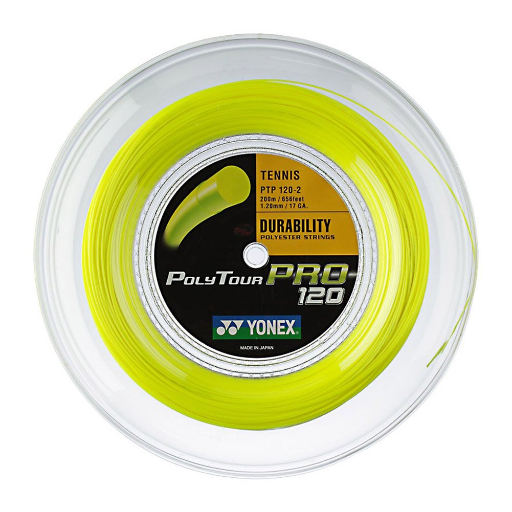 Yonex Poly Tour Pro Tennis String Reel - 1.2mm/200m, Yellow | High-Performance Polyester String for Tennis & Badminton Rackets | Perfect for Competitive Players & Stringing Professionals