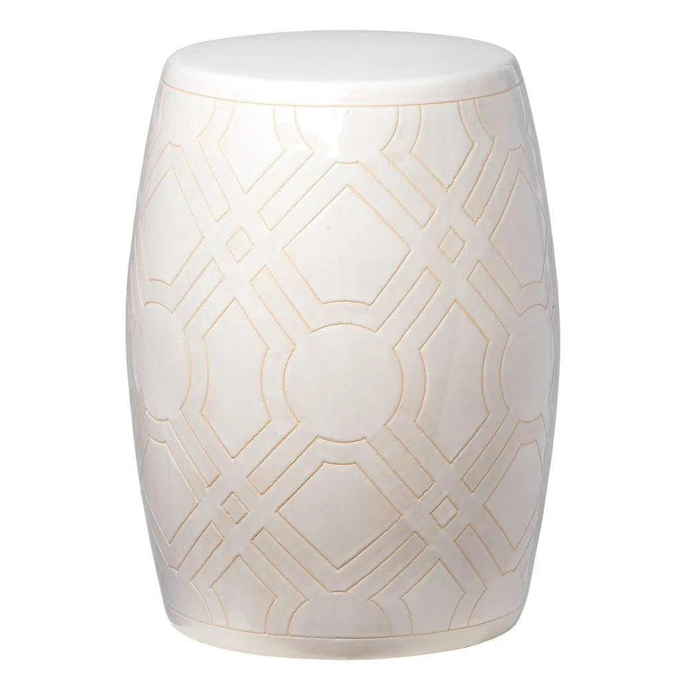 18 Inch Labyrinth Pattern Ceramic Garden Stool - Durable Outdoor Seating & Decorative Accent for Patio, Porch, and Backyard Landscaping