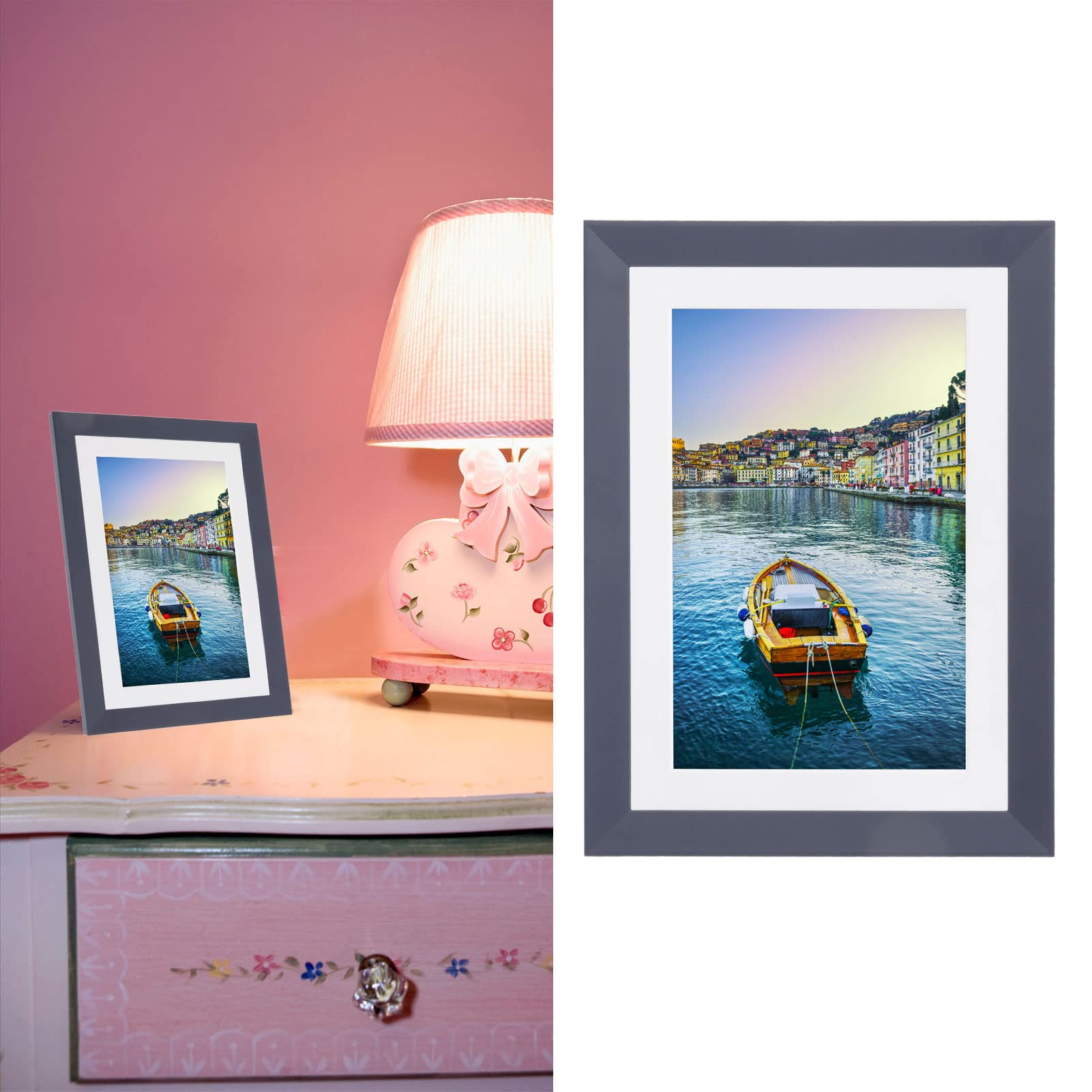 10 Inch Digital Picture Frame with 16GB Memory - Touch Screen Electronic Photo Frame, HD Display for Desktop - Perfect for Living Room, Bedroom, Office & Gifts (Natudeco)