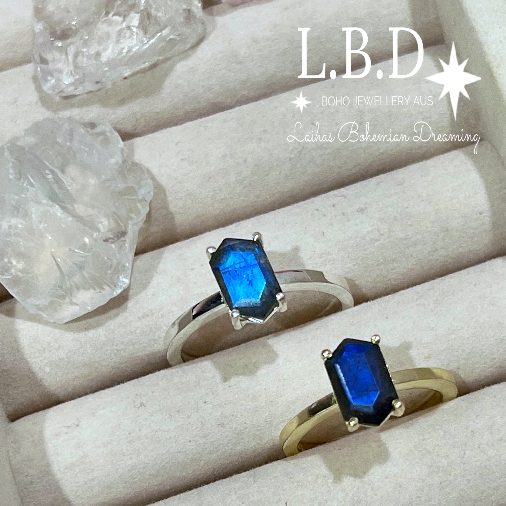Laihas Mini Hex Crystal Labradorite Ring - Elegant Sterling Silver Jewelry for Women, Perfect for Everyday Wear & Special Occasions