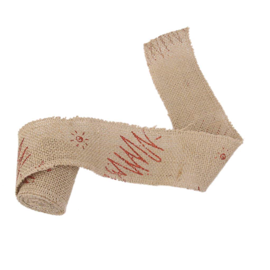 Natural Jute Burlap Ribbon - 2 Yards, Rustic Hessian Fabric for Christmas Decorations, Wedding Bouquets, Belt Straps & DIY Crafts (Red) - Perfect for Holiday Wreaths, Gift Wrapping & Tree Trimming