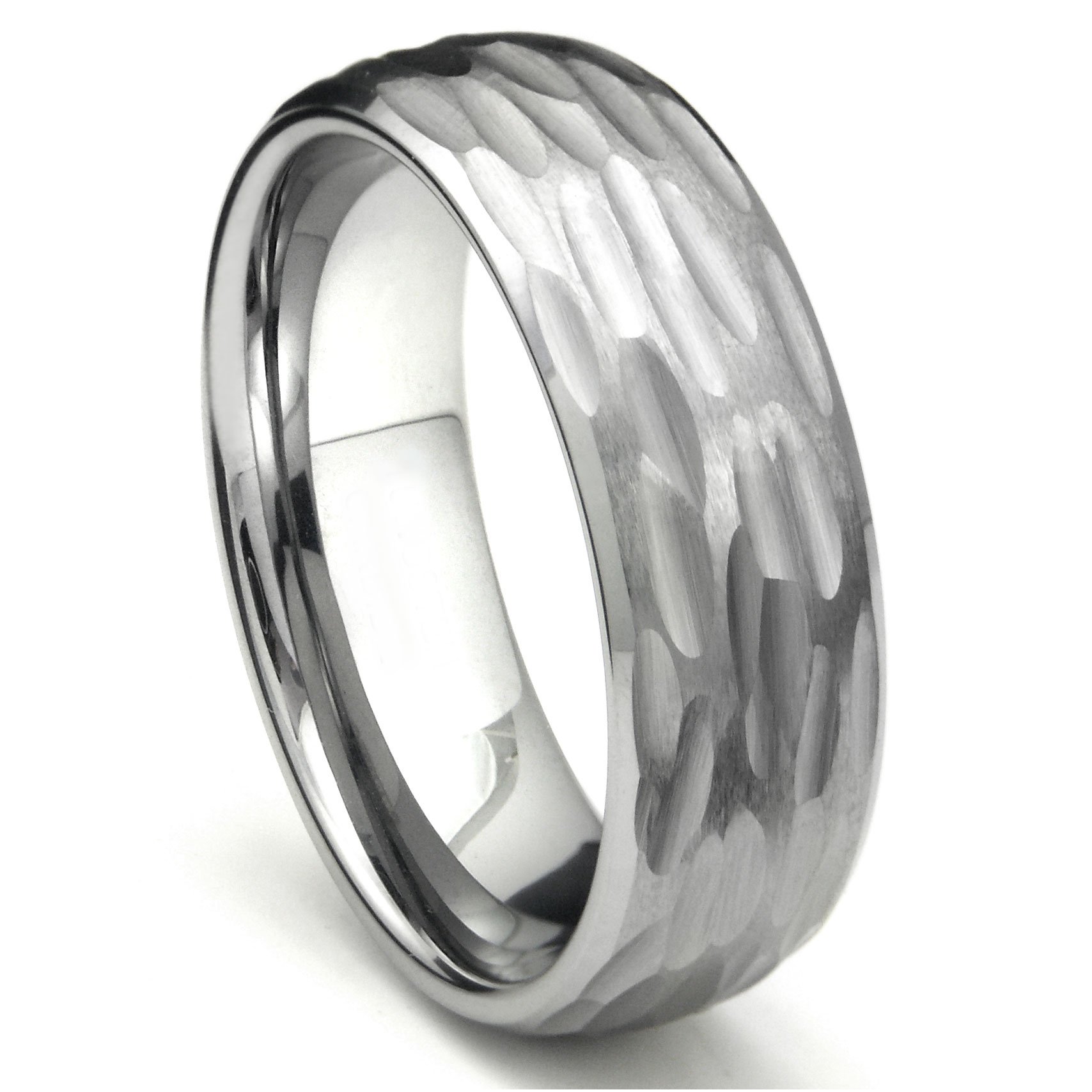 Tungsten Hammer Finish Dome Wedding Band Ring - Size 13.0 - Durable & Scratch Resistant Men's Wedding Ring for Everyday Wear & Special Occasions
