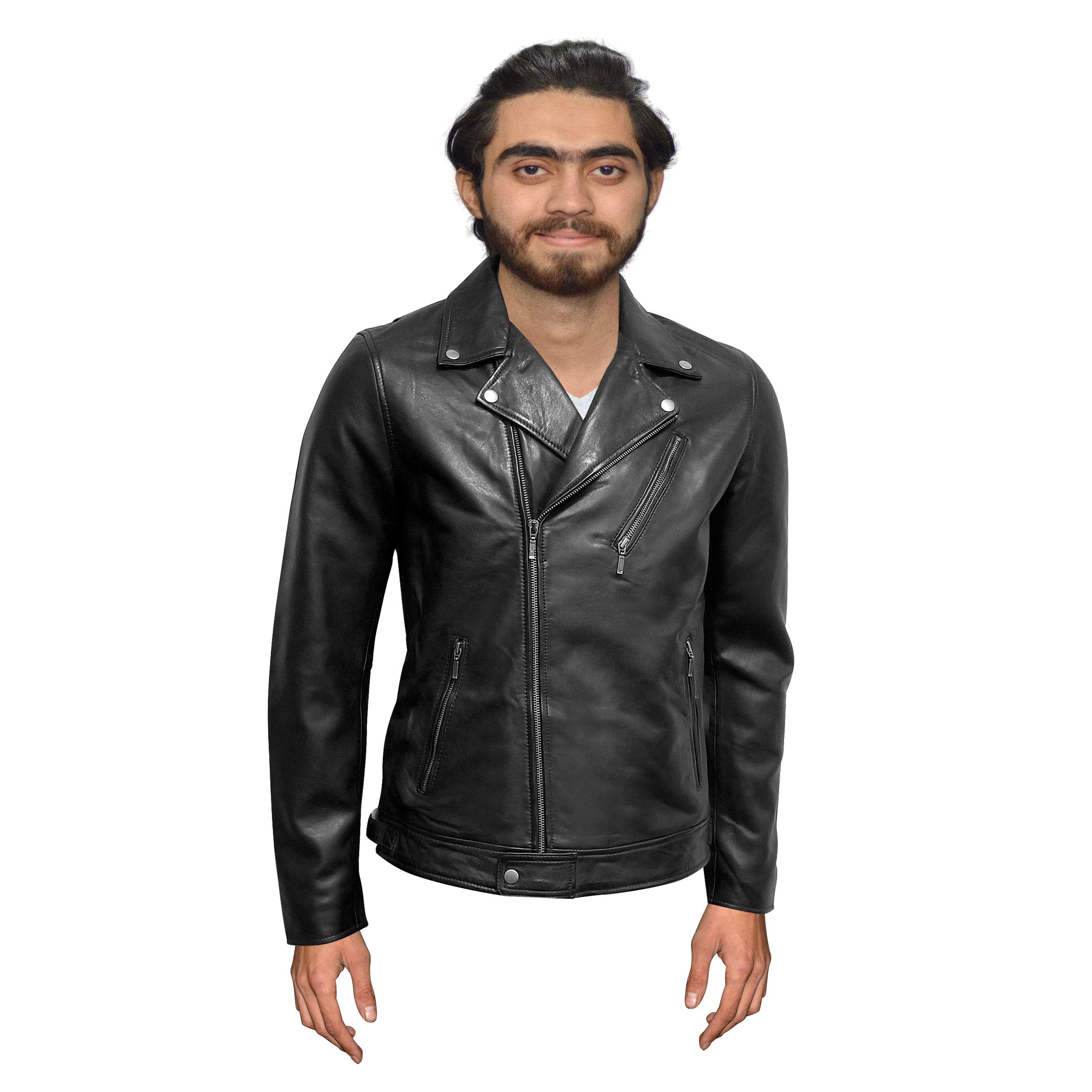 Premium Genuine Sheepskin Leather Jacket for Men - Heavyweight YKK Zipper Closure | Fashion Outerwear for Casual Wear, Motorcycle Riding & Winter Protection