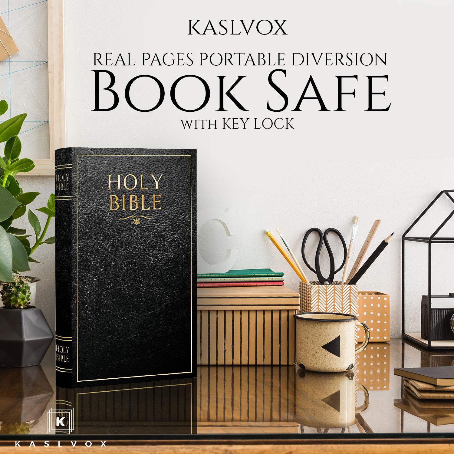 Hidden Safe Box - Fake Book Diversion Safe with Key Lock - Discreet Storage for Valuables - Perfect for Home, Office & Travel Security (Bible Design, X-Large)