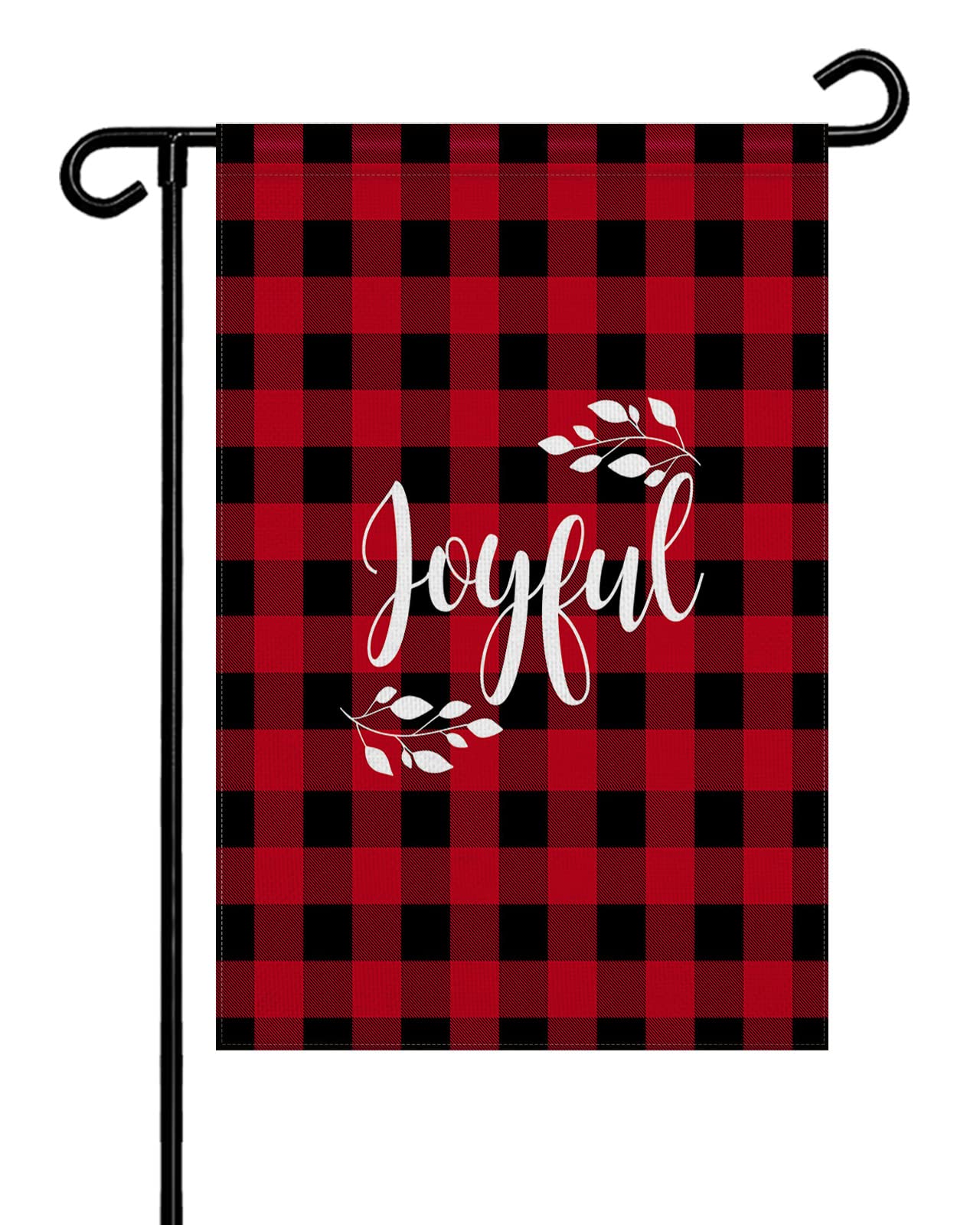 Seven Roses Christmas Proverb Double-Sided Burlap Garden Flag - Red & Black Checkered Joyful Welcome Banner, 28x40 Inch Seasonal Vertical Yard Decoration for Patio, Lawn & Outdoor Spaces | Perfect for Holiday Home Decor & Festive Front Yard Displays