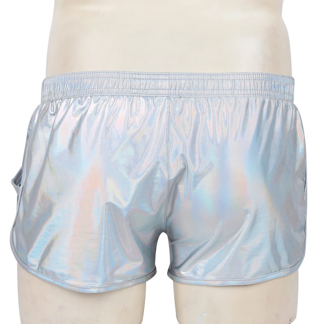 Men's Faux Leather Workout Shorts - Square Cut Gym Shorts with Side Split for Swimming, Running & Training | Stylish Sportswear for Active Lifestyles