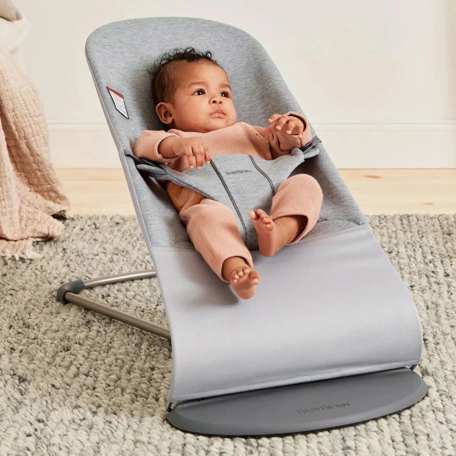 Baby Bjorn Bouncer Bliss 3D Jersey - Light Grey Baby Bouncer & Rocker | Comfortable Infant Seat for Playtime, Feeding & Relaxation at Home