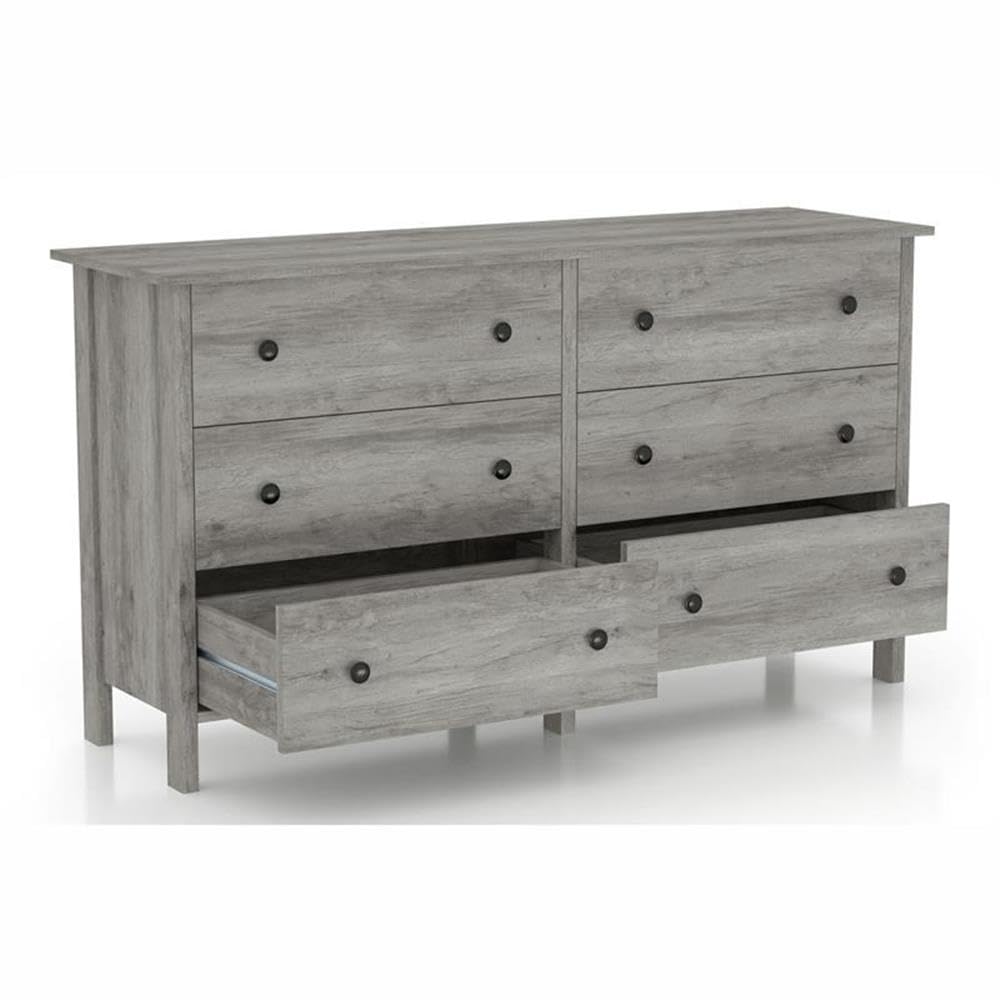 Furniture of America Zillett Transitional 6-Drawer Wood Dresser in Gray Oak - Perfect for Bedroom Storage & Organization