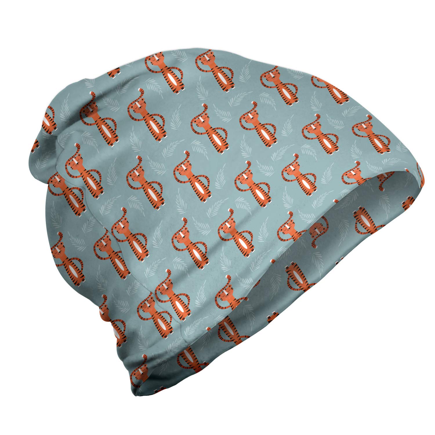 Ambesonne Unisex Beanie - Continuous Tiger Art Design for Men & Women - Warm Winter Hat for Hiking, Outdoor Activities & Casual Wear