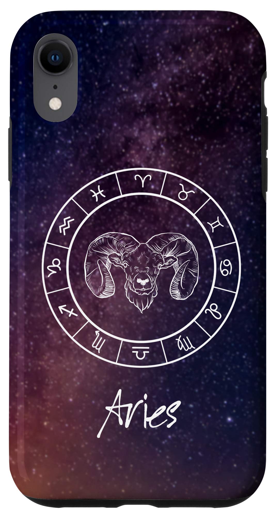 iPhone XR Cute Zodiac Aries Phone Case - Durable Protective Cover for iPhone XR - Perfect Gift for Aries Zodiac Sign Lovers | Home, Office & Travel Use