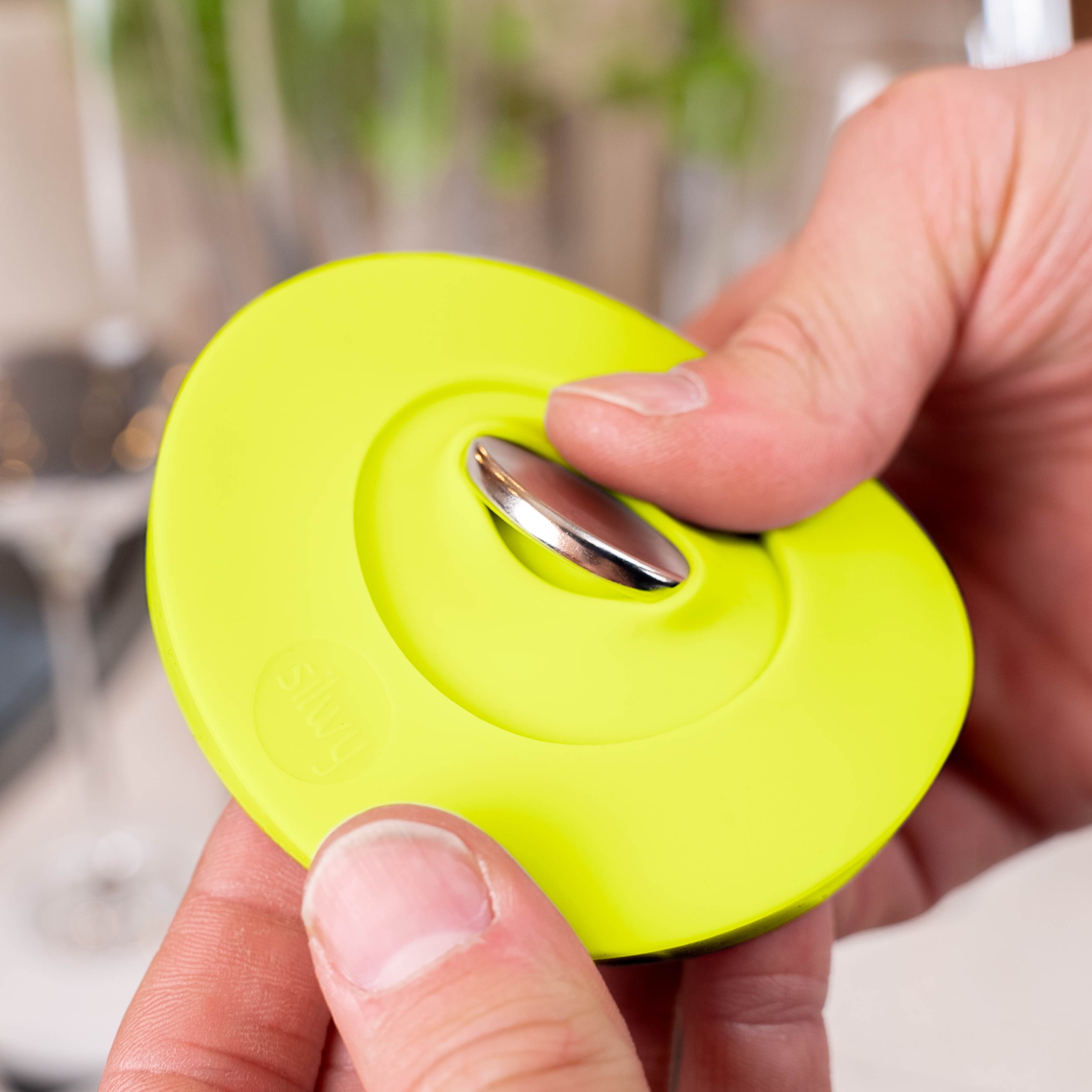 Magnetic Coaster for Stemware Glasses - Yellow with Non-Slip Pad | Perfect for Wine Glasses, Champagne Flutes & Cocktail Parties