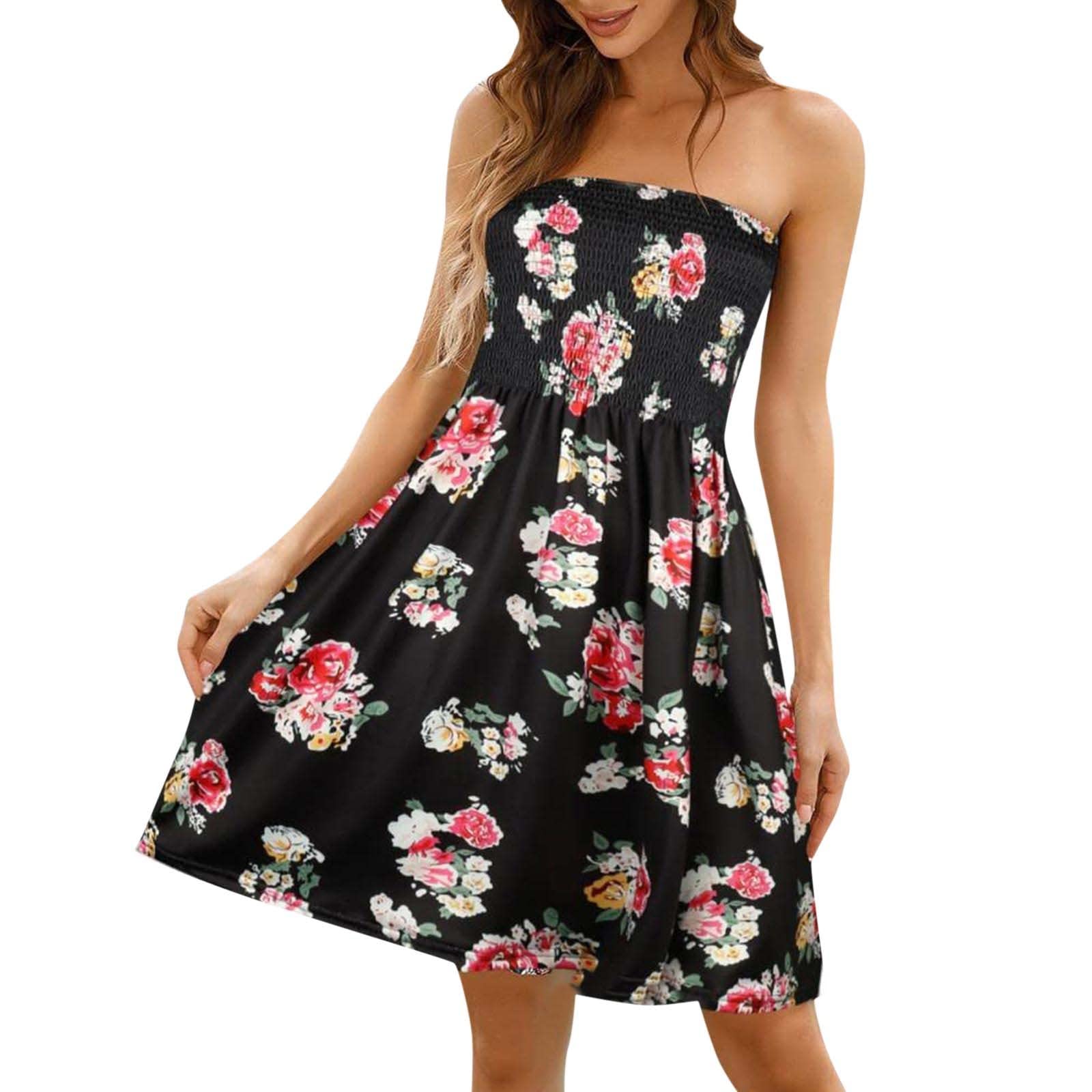 Elegant Sleeveless Cocktail Dress for Women - Off Shoulder Strapless Tube Top Summer Party Dress - Perfect for Weddings, Dinners & Night Out